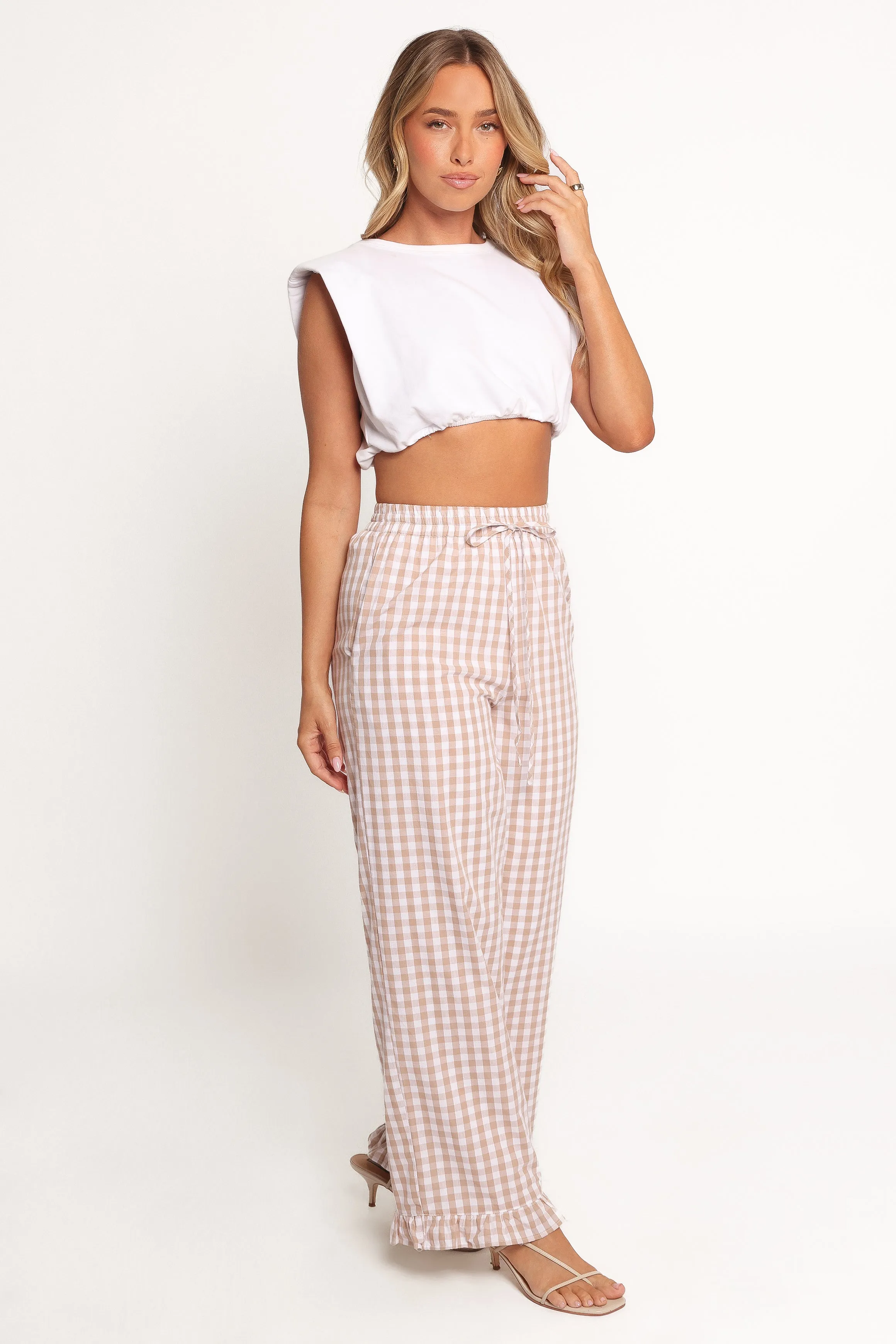 Marina Pant - Beige Gingham sold by Petal & Pup product image thumbnail 5