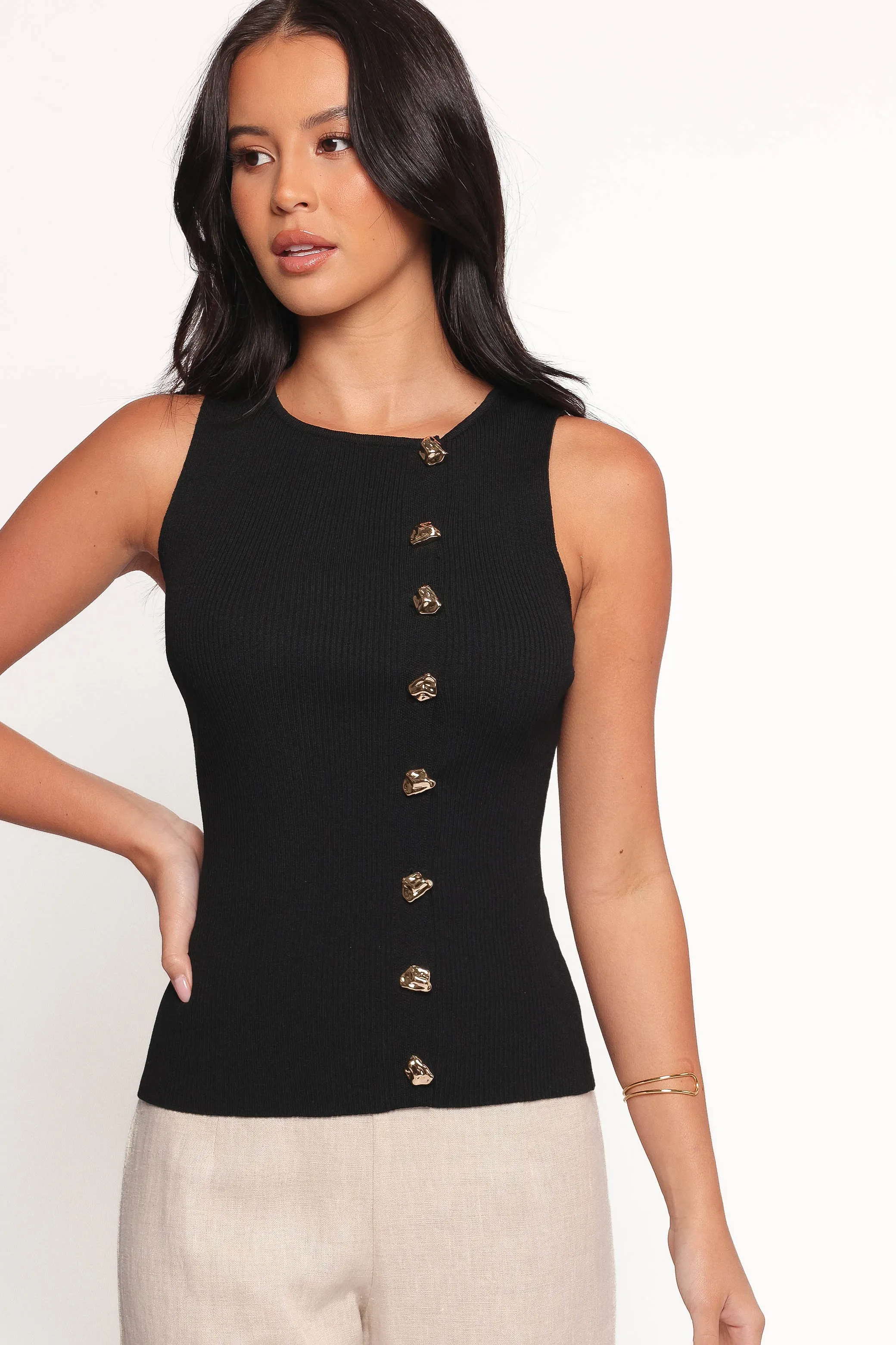 Lysa Knit Vest Top - Black sold by Petal & Pup product image thumbnail 2