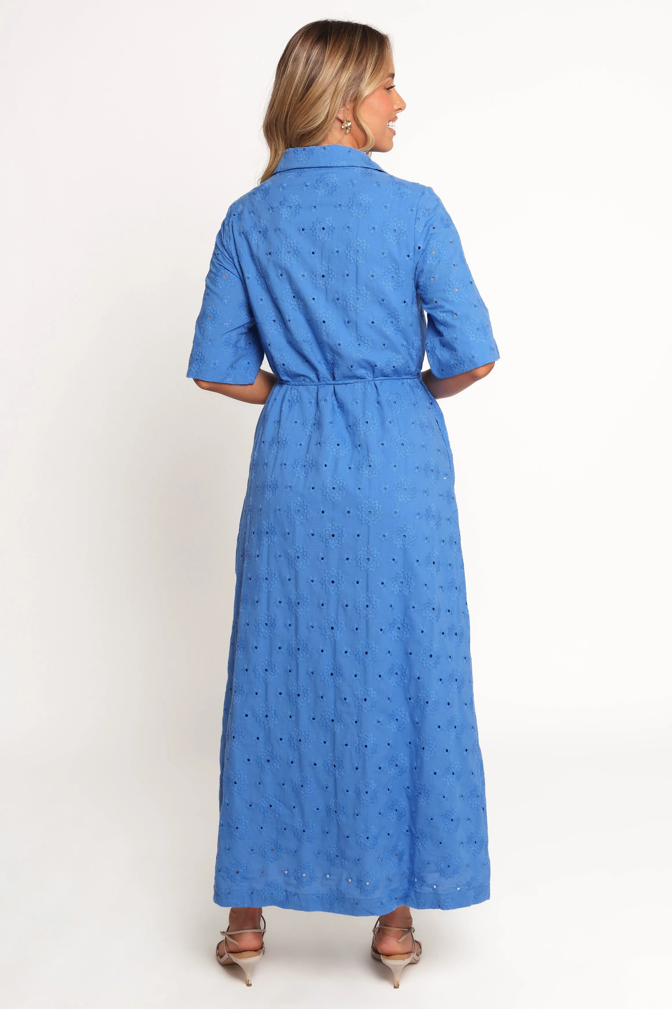 Cooper Embroidered Button Through Midi Dress - Cobalt sold by Petal & Pup product image thumbnail 4