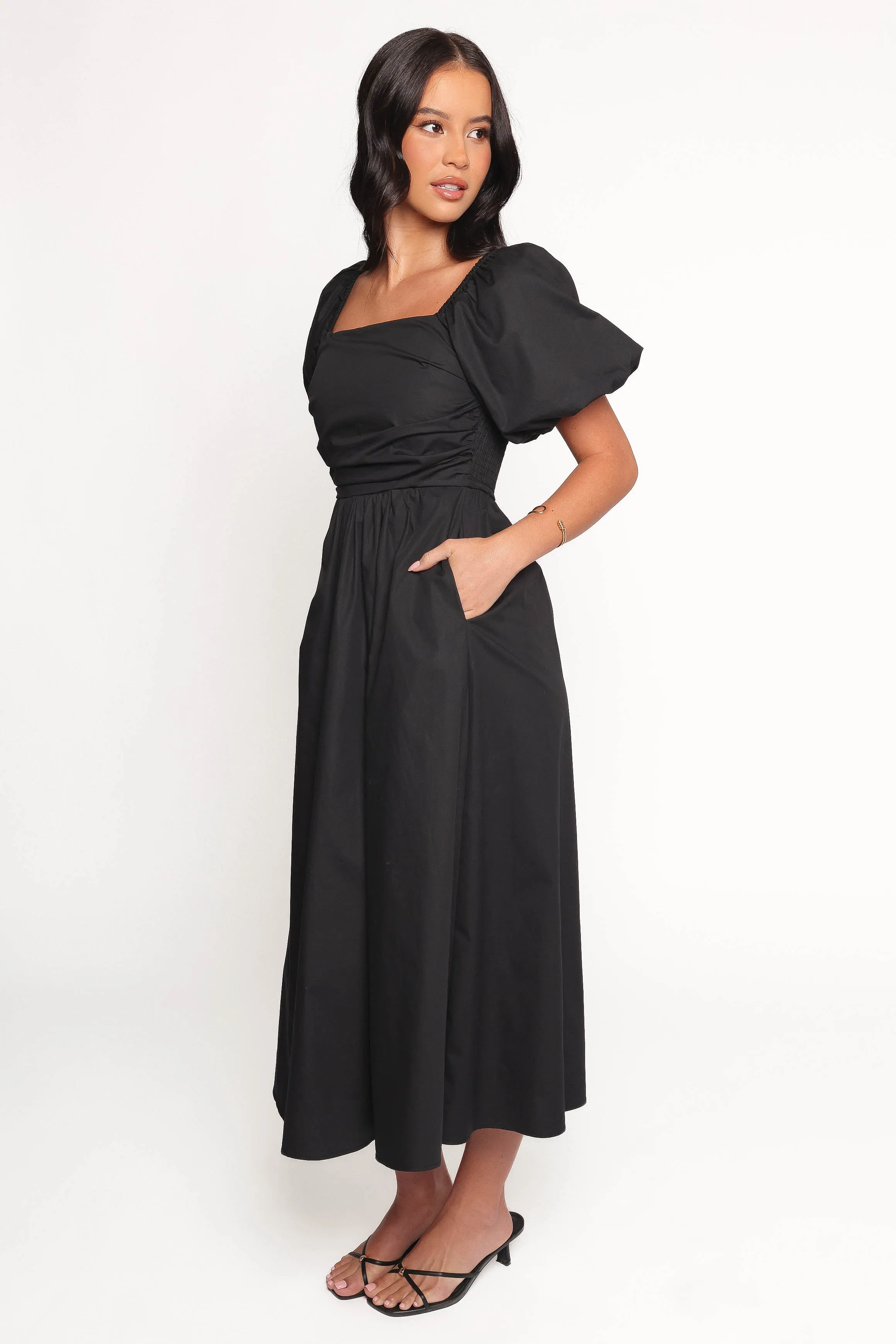 Clo Puff Sleeve Midi Dress - Black sold by Petal & Pup product image thumbnail 2