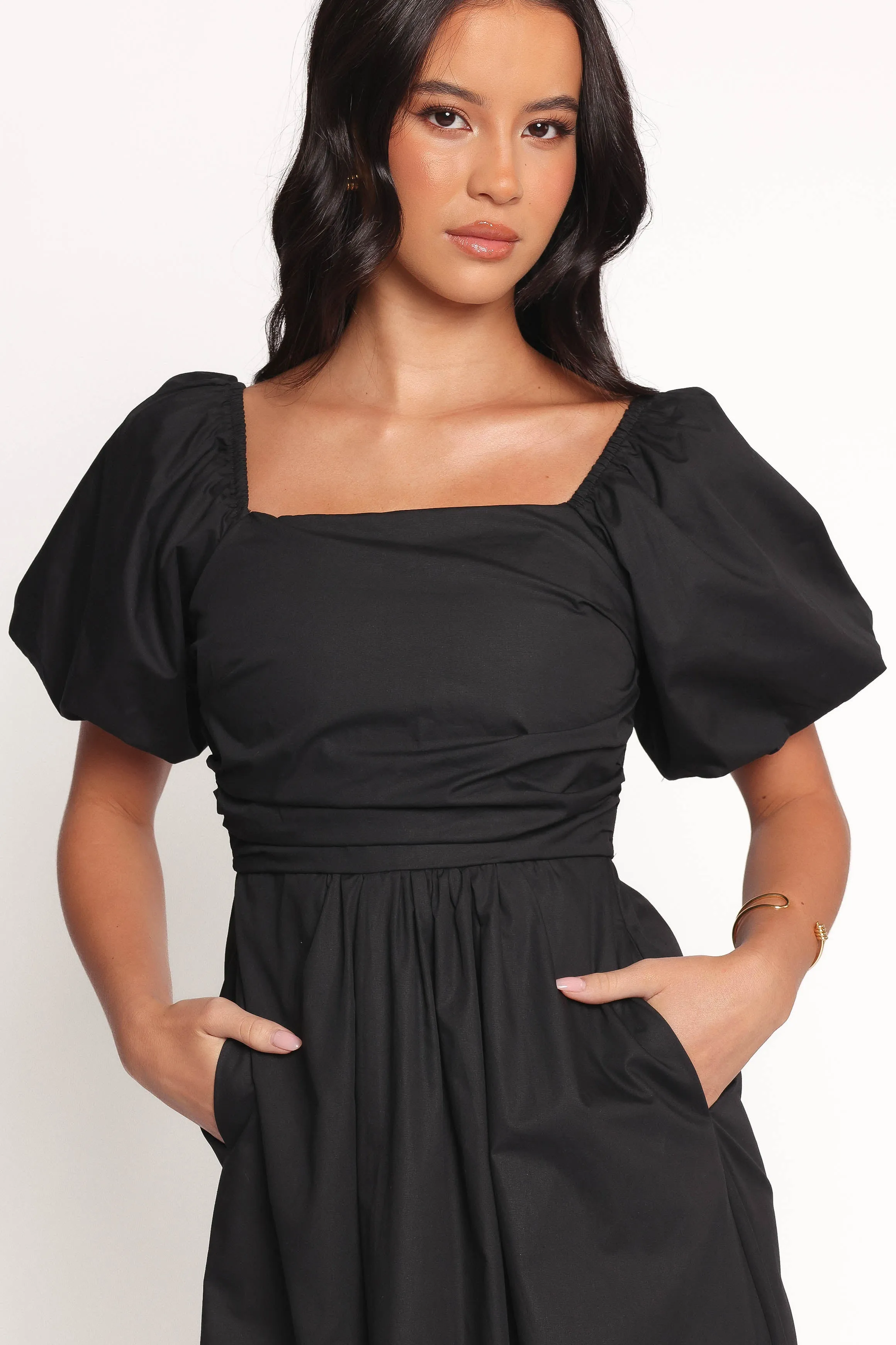 Clo Puff Sleeve Midi Dress - Black sold by Petal & Pup product image thumbnail 5