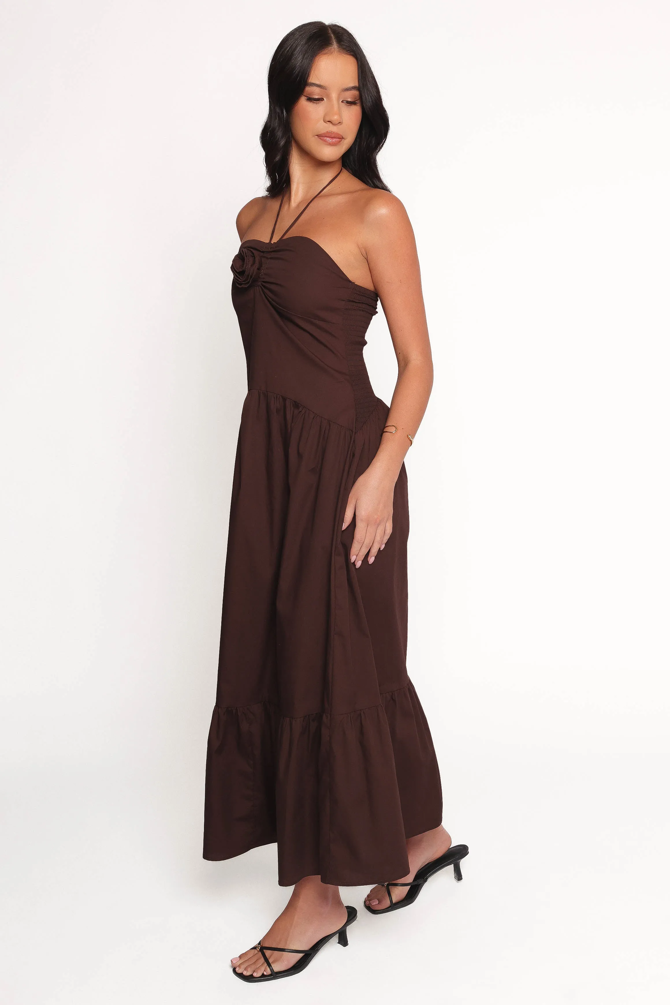Soleila Halter Maxi Dress - Chocolate sold by Petal & Pup product image thumbnail 4
