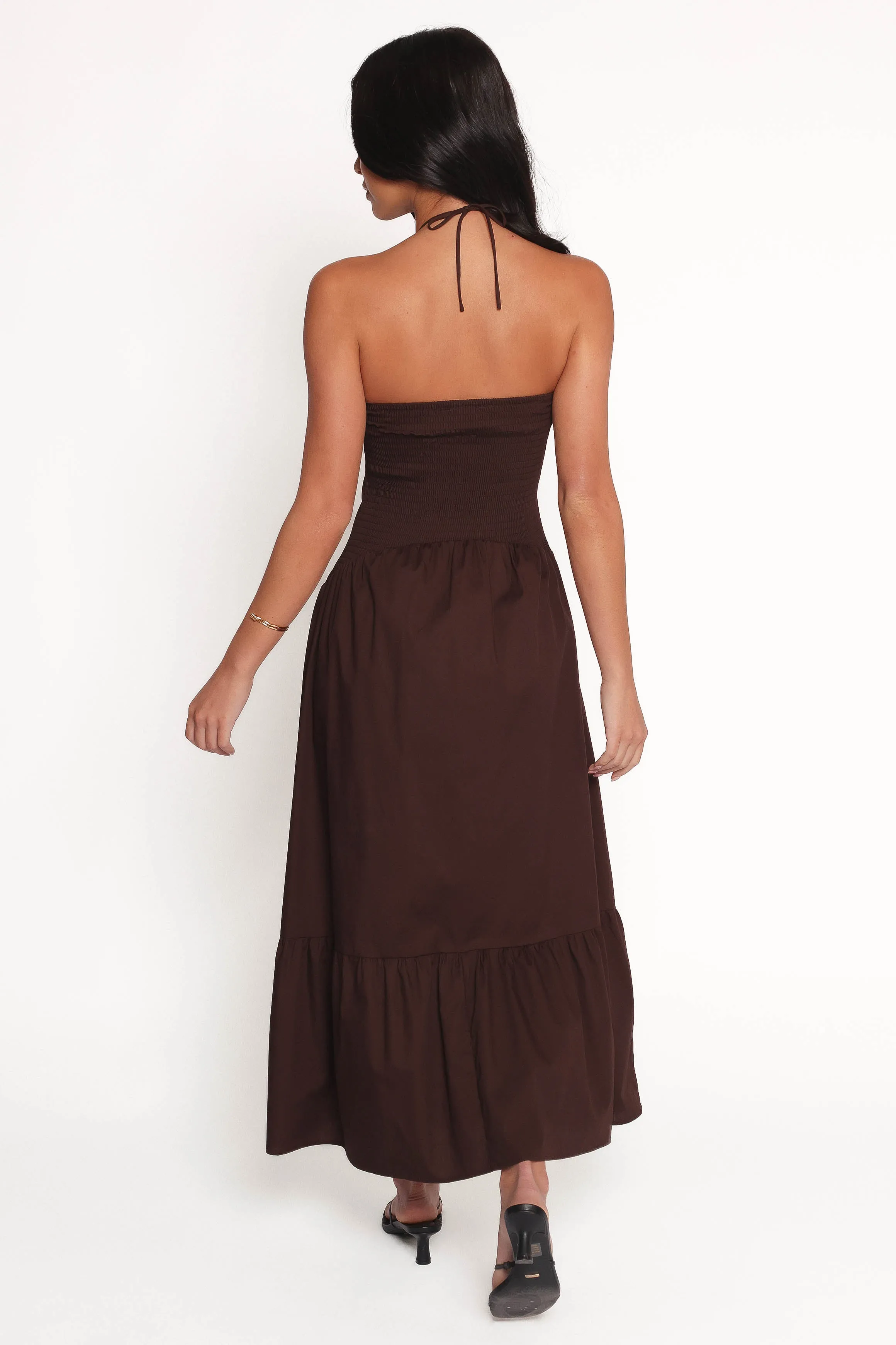 Soleila Halter Maxi Dress - Chocolate sold by Petal & Pup product image thumbnail 5