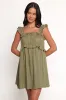 Orion Frill Strap Mini Dress - Olive sold by Petal & Pup