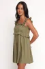 Orion Frill Strap Mini Dress - Olive sold by Petal & Pup