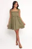 Orion Frill Strap Mini Dress - Olive sold by Petal & Pup
