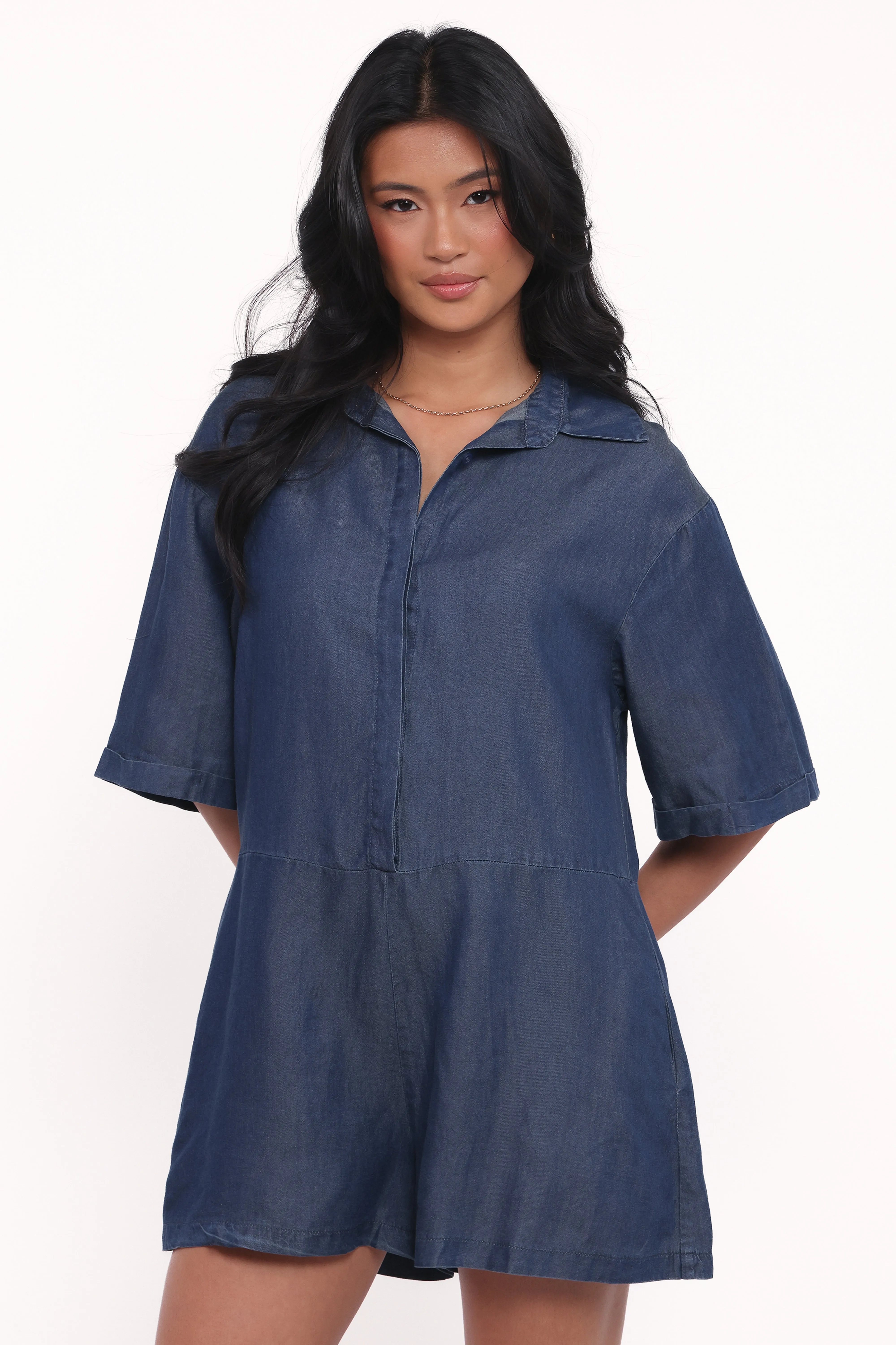Kiya Denim Romper - Dark Denim sold by Petal & Pup product image thumbnail 2