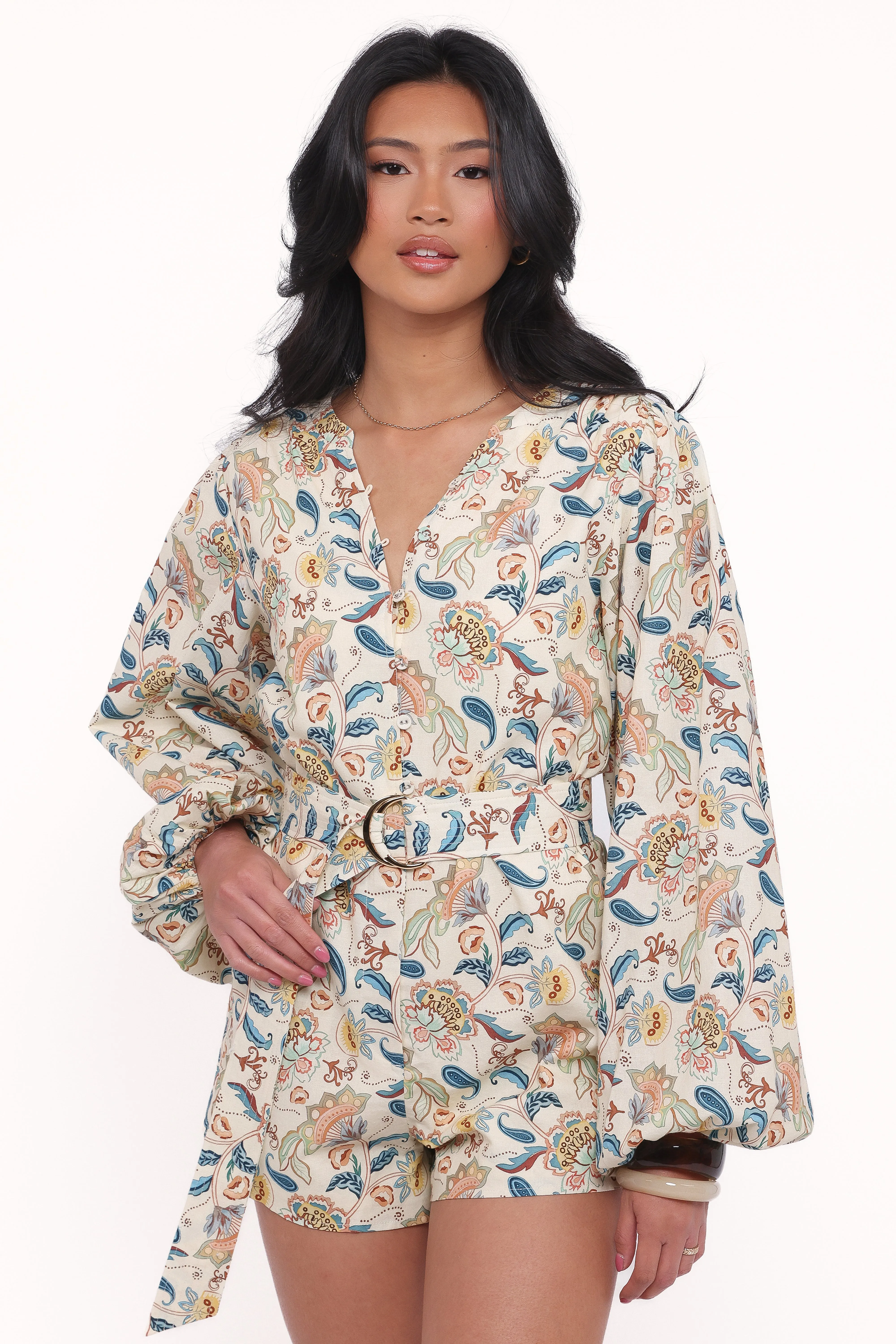 Soul Belted Romper - Paisley sold by Petal & Pup