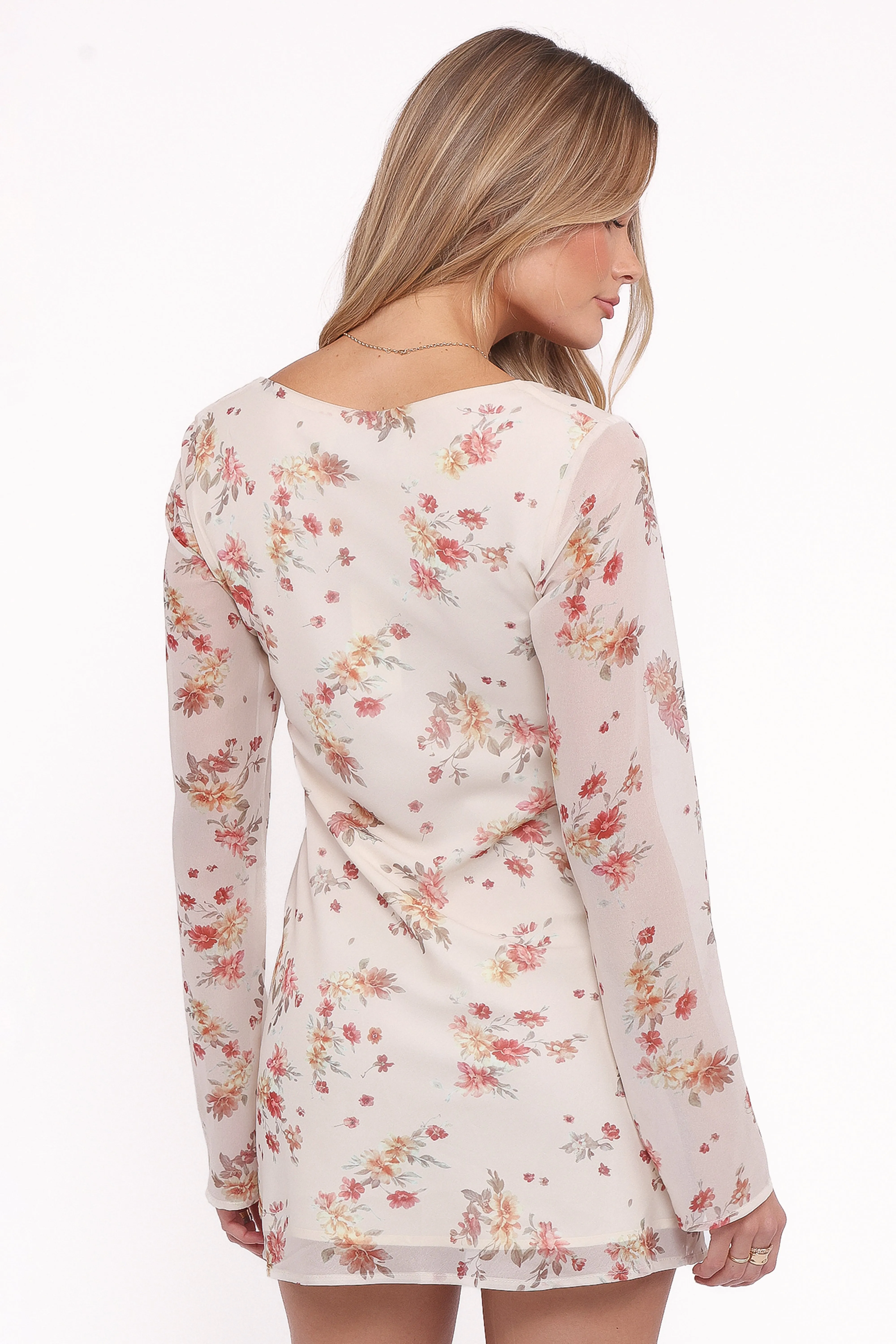Everlyn Long Sleeve Mini Dress - Cream Floral sold by Petal & Pup product image thumbnail 4