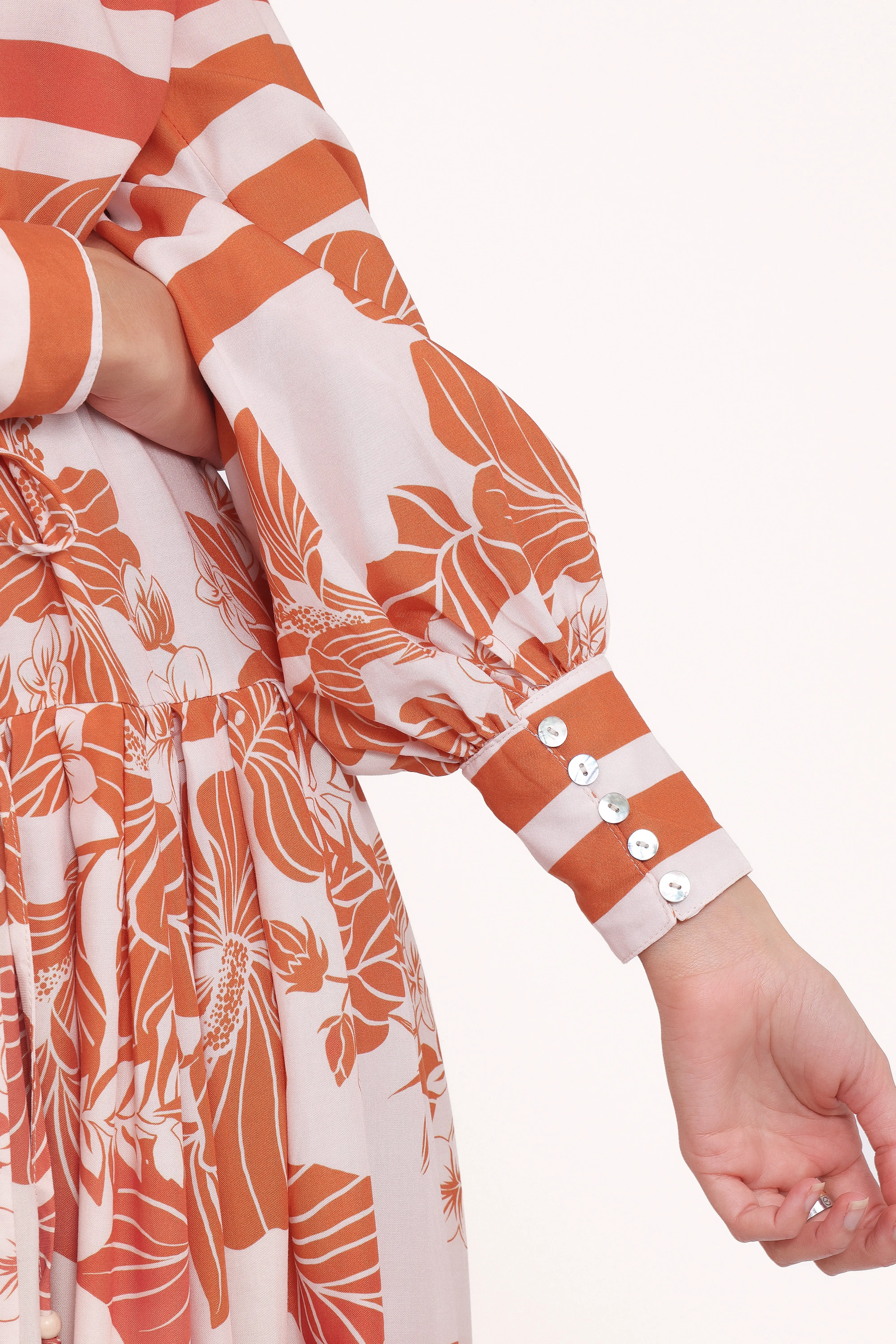 Jules Long Sleeve Dress - White/Orange sold by Petal & Pup product image thumbnail 5