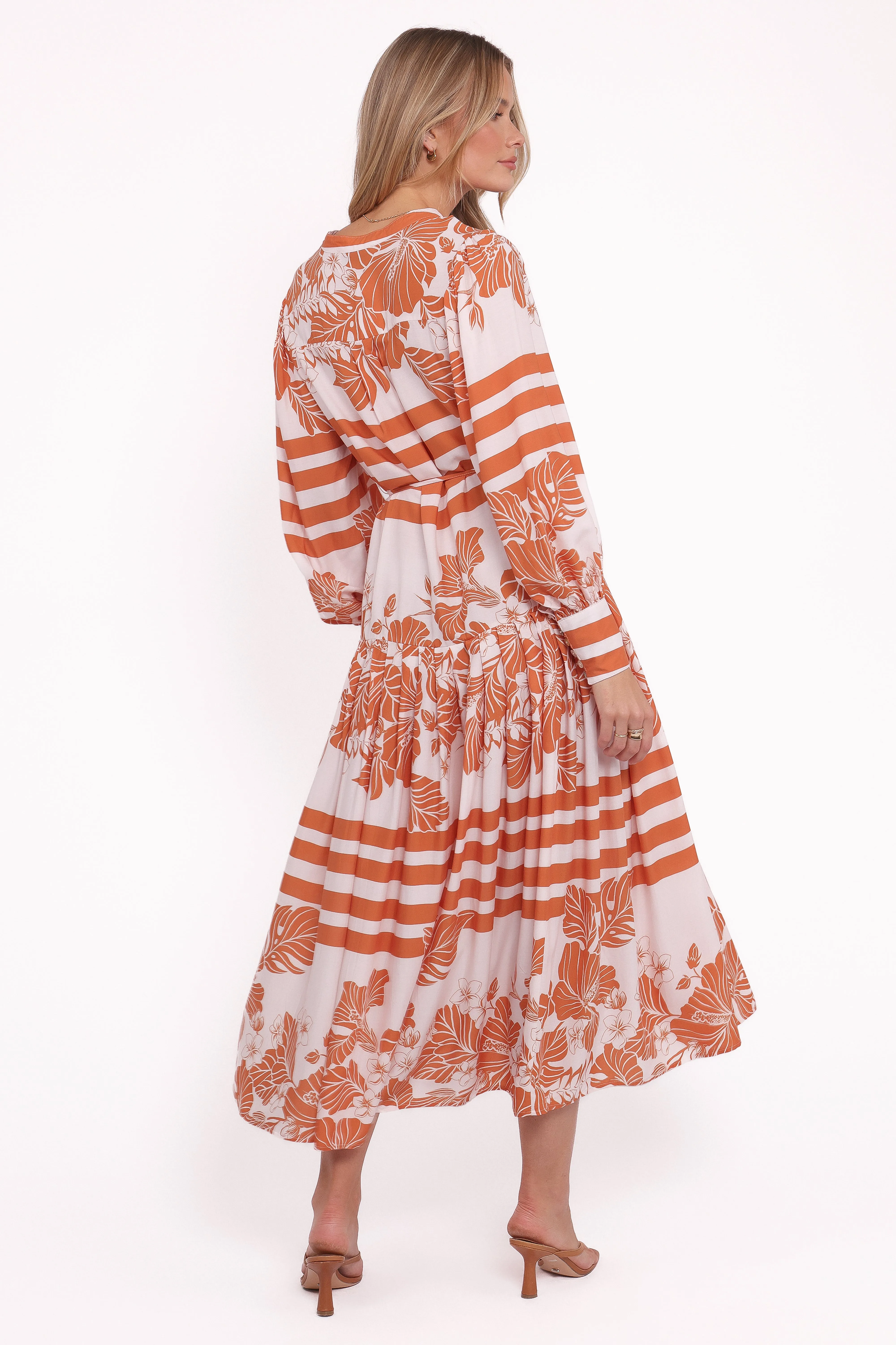 Jules Long Sleeve Dress - White/Orange sold by Petal & Pup product image thumbnail 4