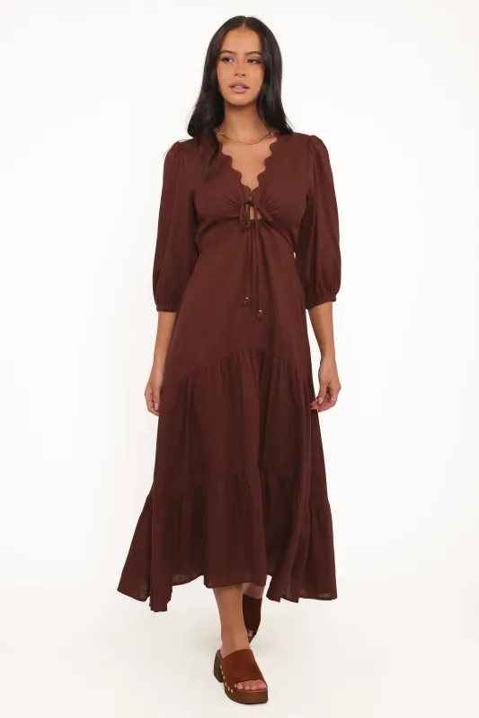 Eleonara Midi Dress - Chocolate sold by Petal & Pup
