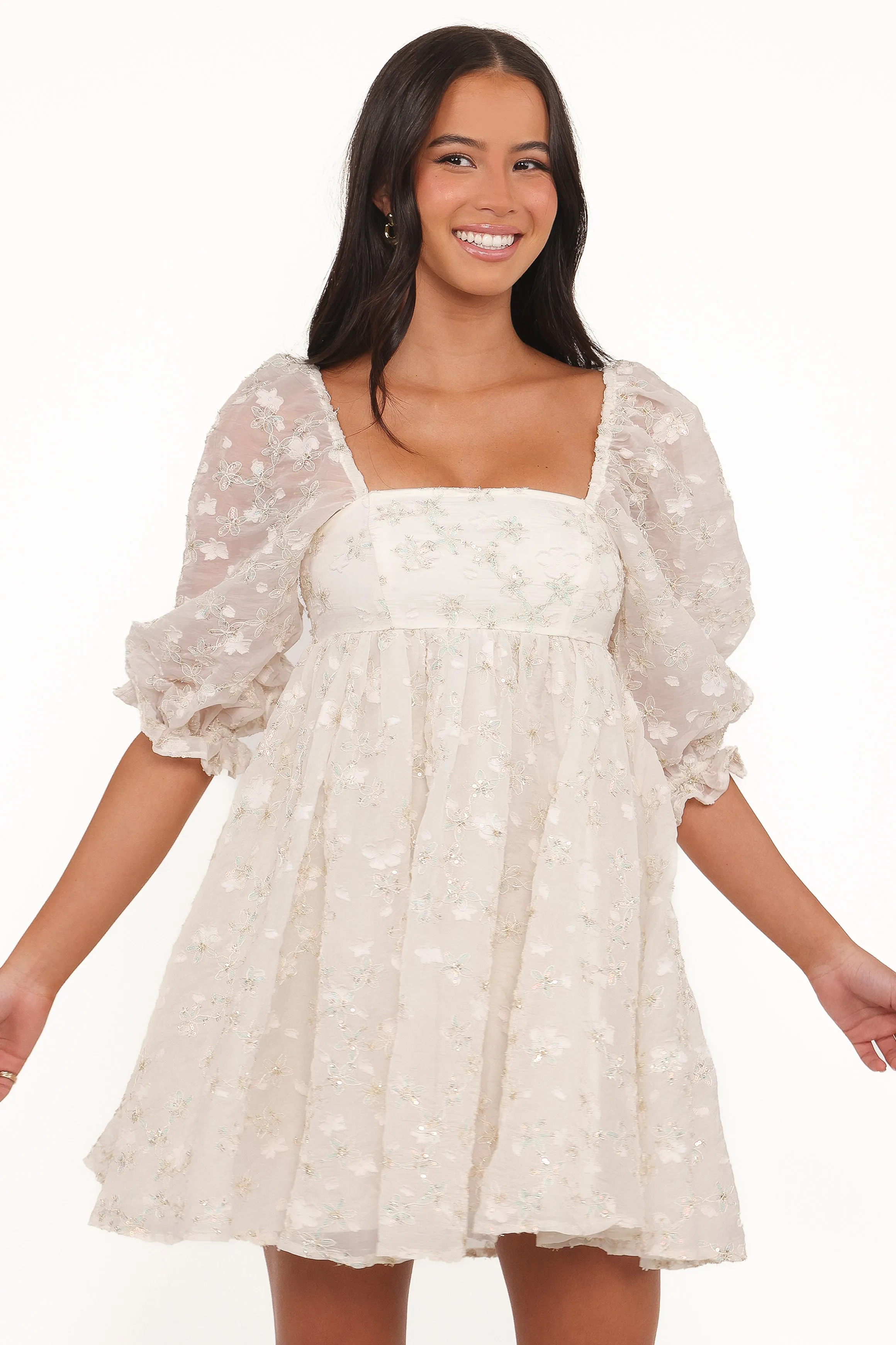 Lillan Mini Dress - Ivory Sequin sold by Petal & Pup