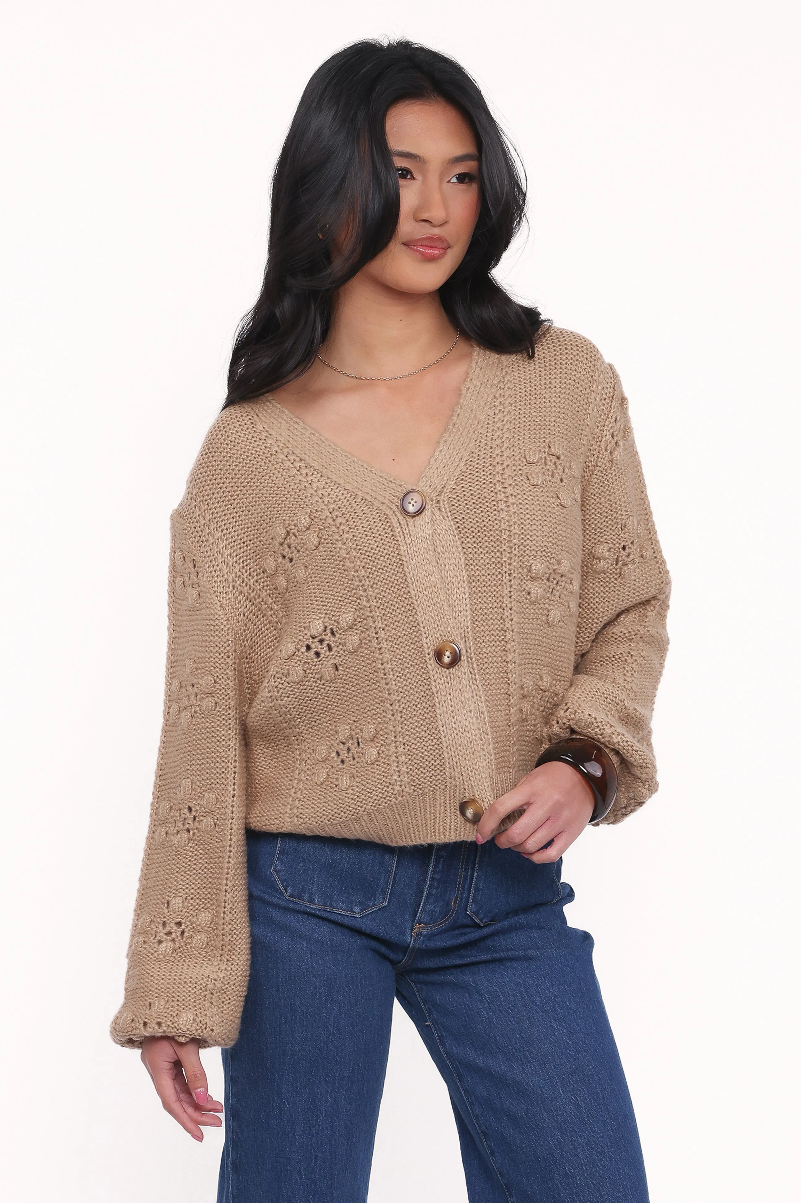 Melody Textured Button Up Cardigan - Mushroom sold by Petal & Pup product image thumbnail 3