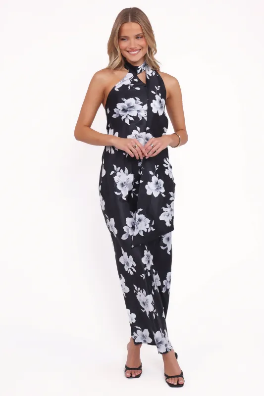 Freida Halter Midi Dress - Black Floral sold by Petal & Pup