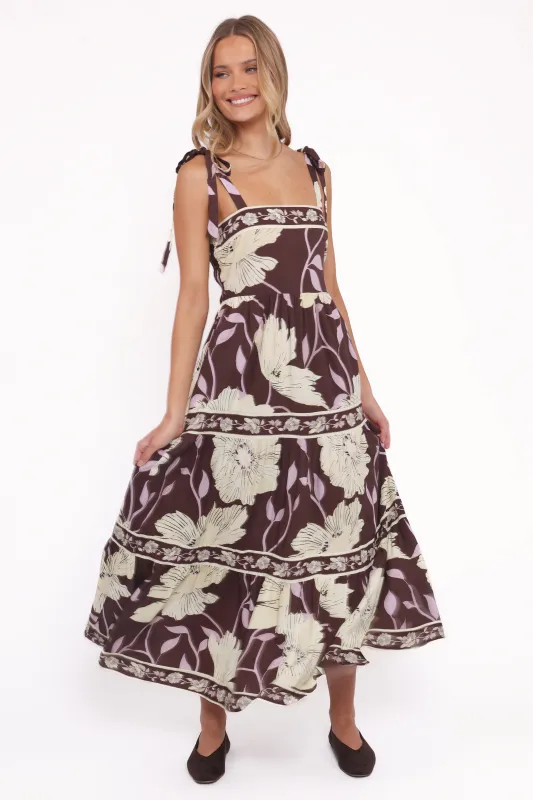 Leonor Maxi Dress - Yellow Brown Floral sold by Petal & Pup