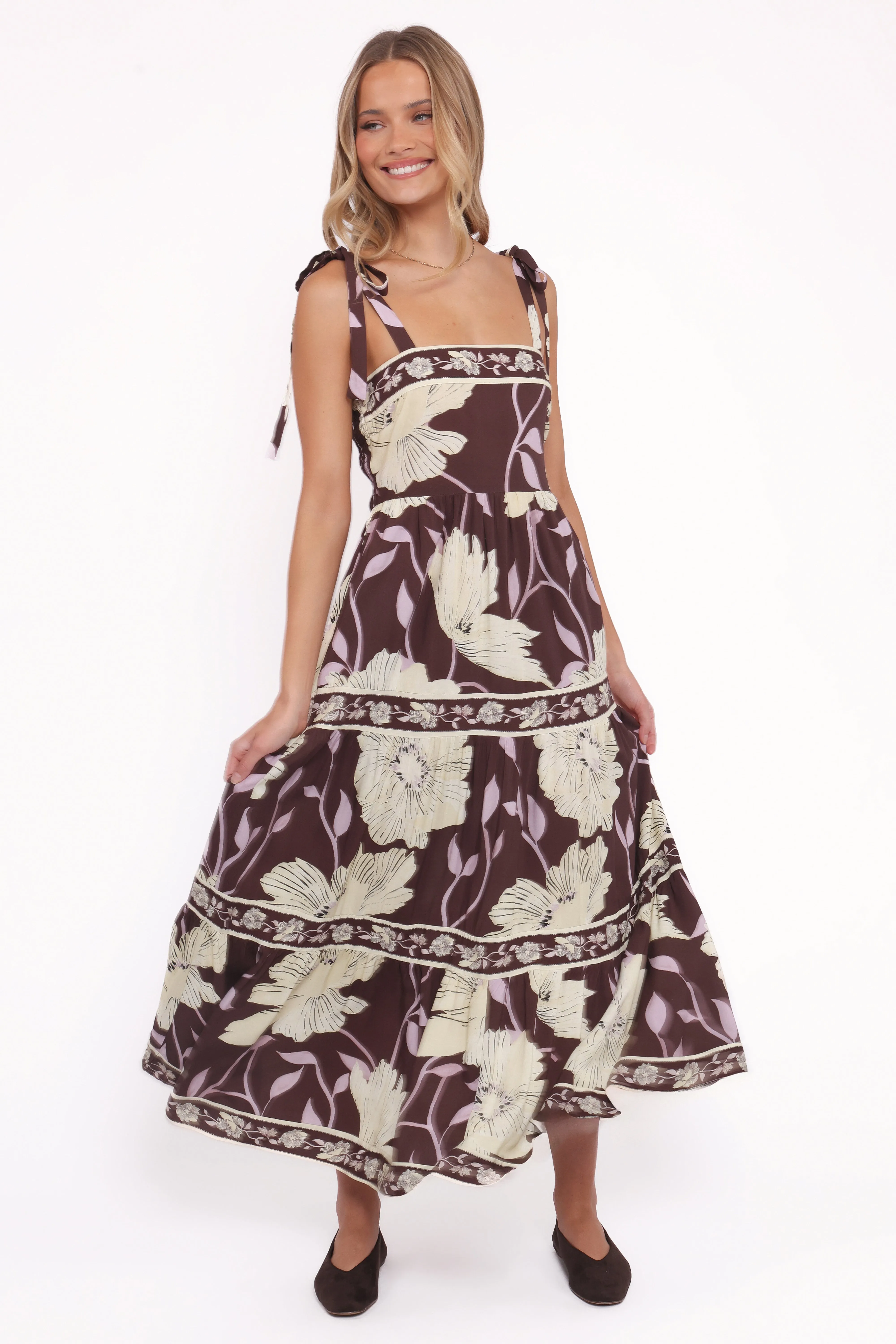 Leonor Maxi Dress - Yellow Brown Floral sold by Petal & Pup