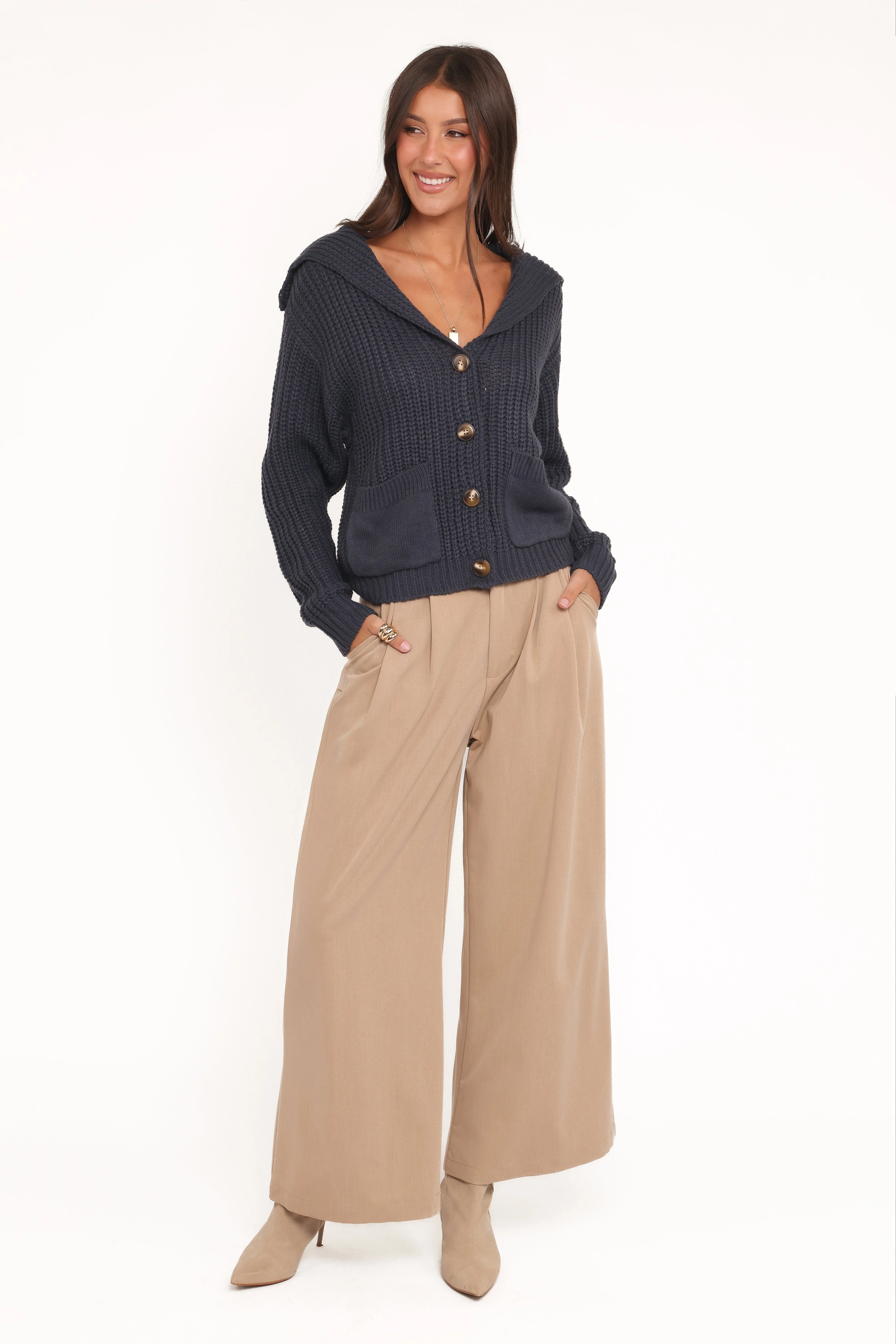 Amelia Oversize Collar Button Cardigan - Navy sold by Petal & Pup product image thumbnail 5