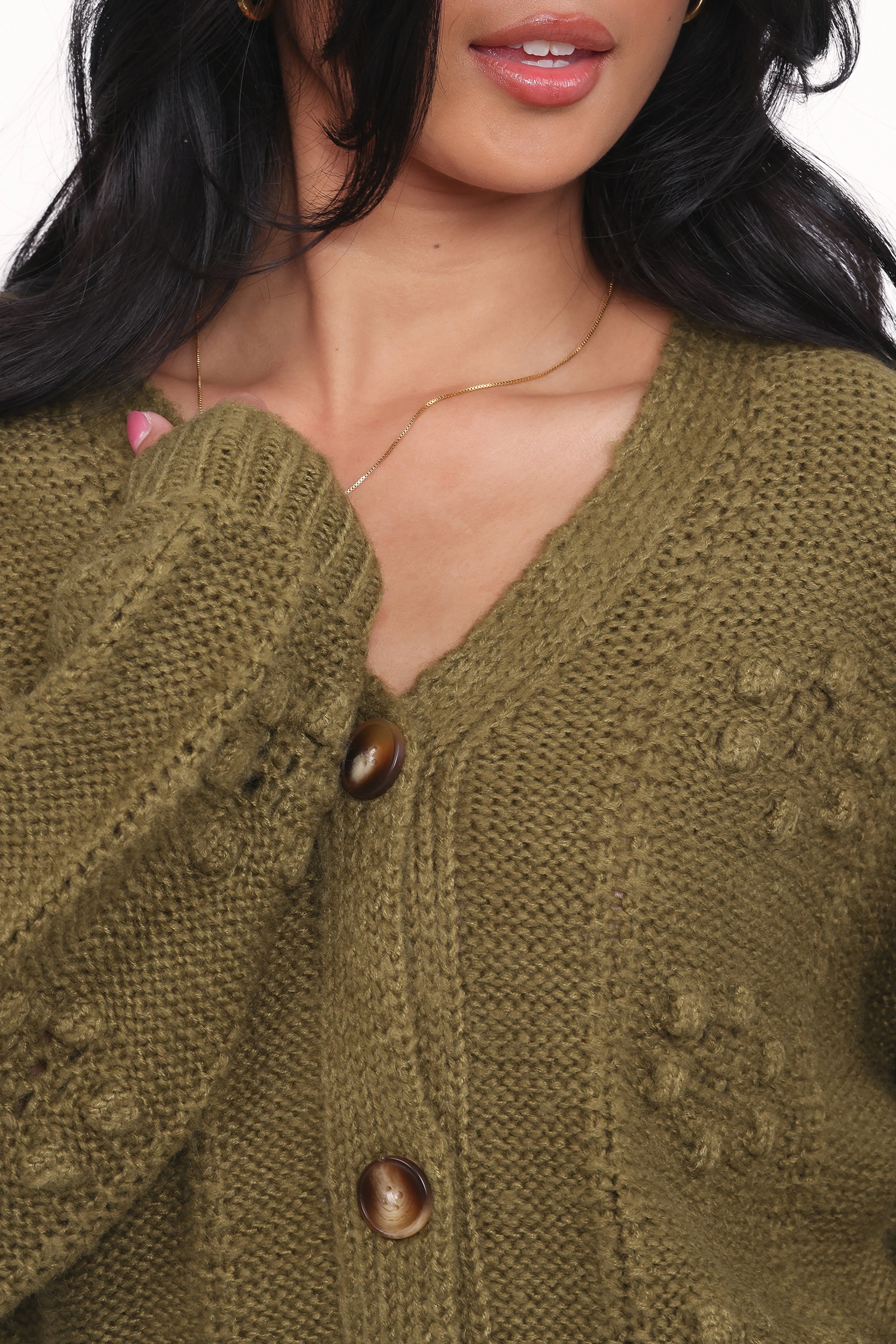 Melody Textured Button Up Cardigan - Olive sold by Petal & Pup product image thumbnail 2