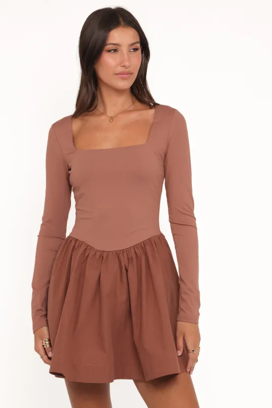 Sheena Long Sleeve Mini Dress - Mocha made by Petal & Pup