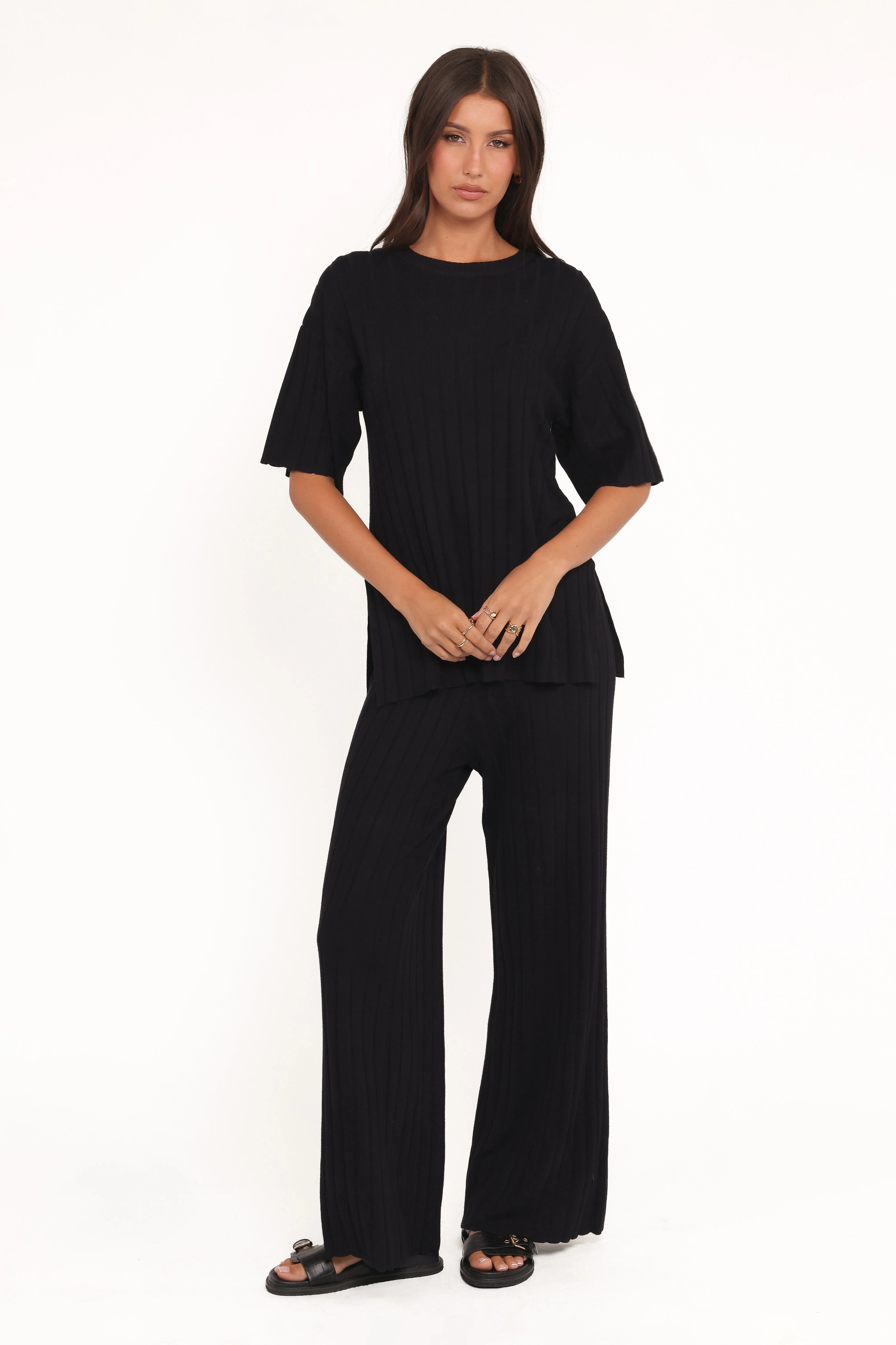 Alix Ribbed Knit Set - Black sold by Petal & Pup