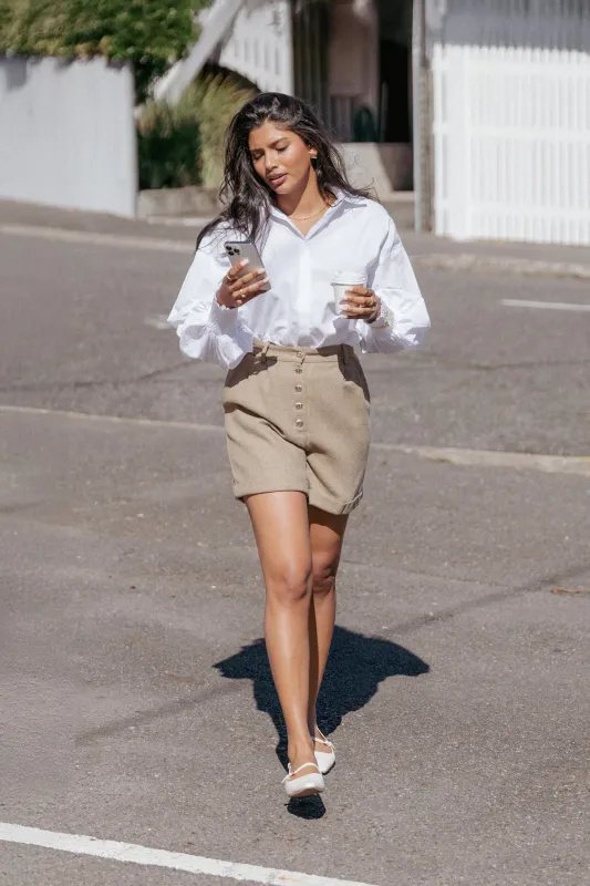 Briggs Long Sleeve Shirt - White made by Petal & Pup