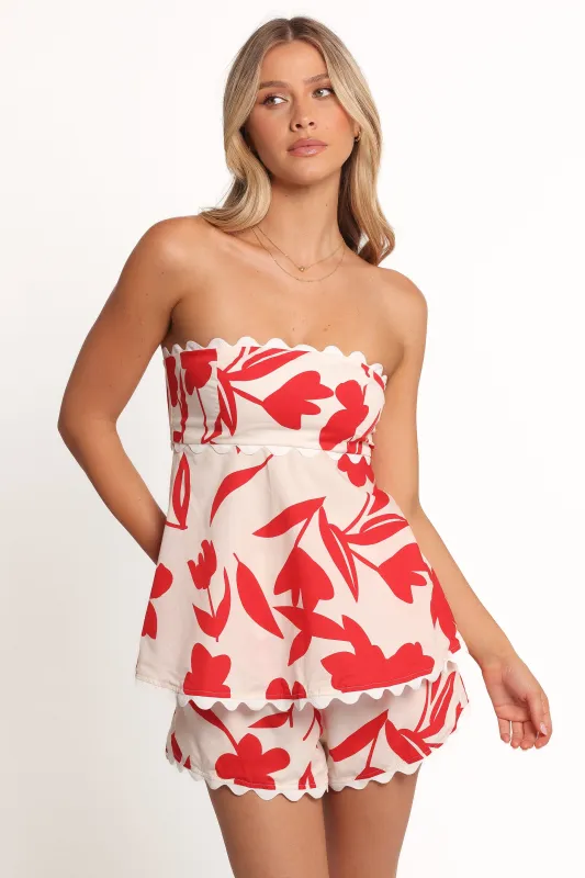 Ives Strapless Short Set - Red sold by Petal & Pup