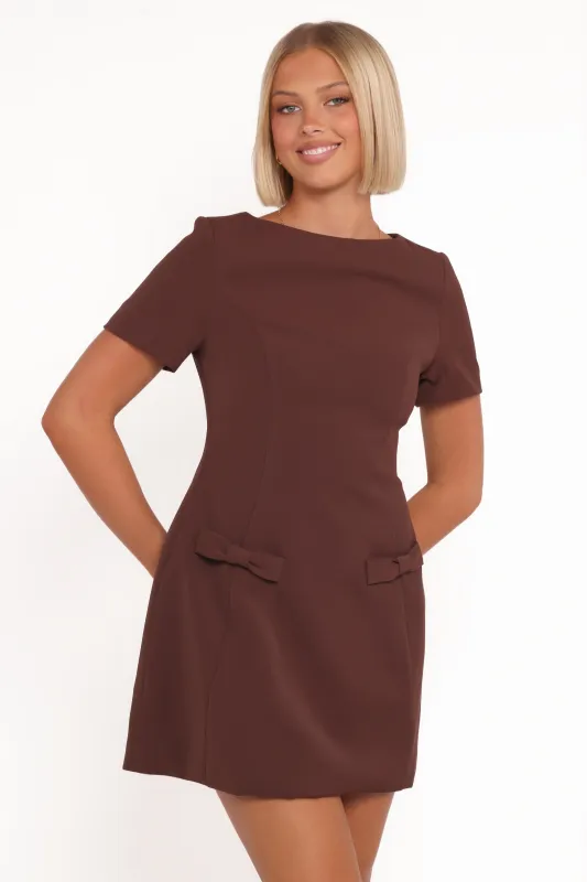 Tanis Mini Dress - Brown sold by Petal & Pup