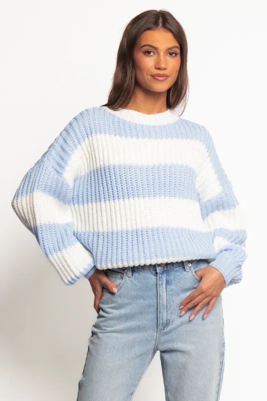 Courtney Thick Stripe Knit Sweater - Blue Cream sold by Petal & Pup