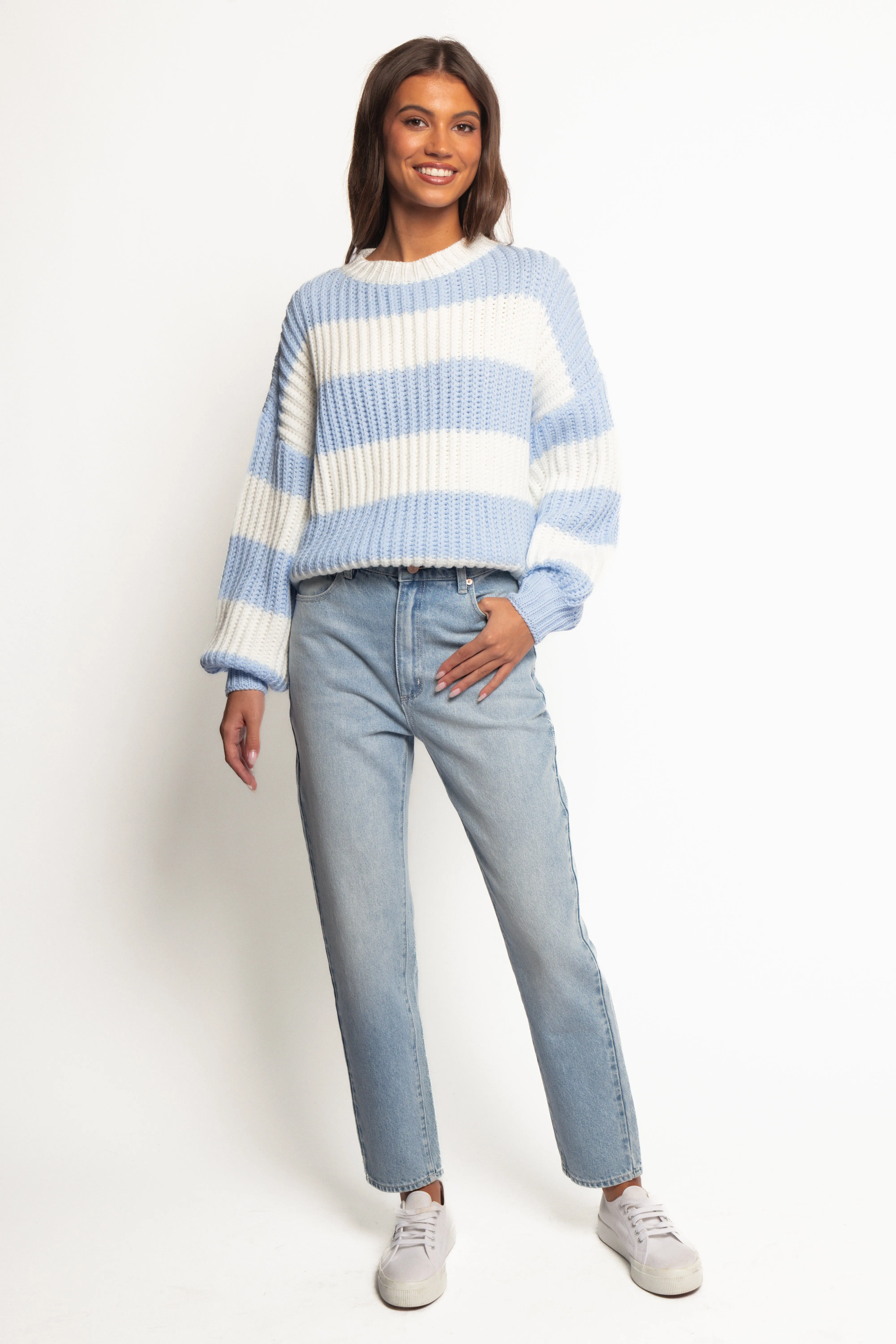 Courtney Thick Stripe Knit Sweater - Blue Cream sold by Petal & Pup product image thumbnail 5