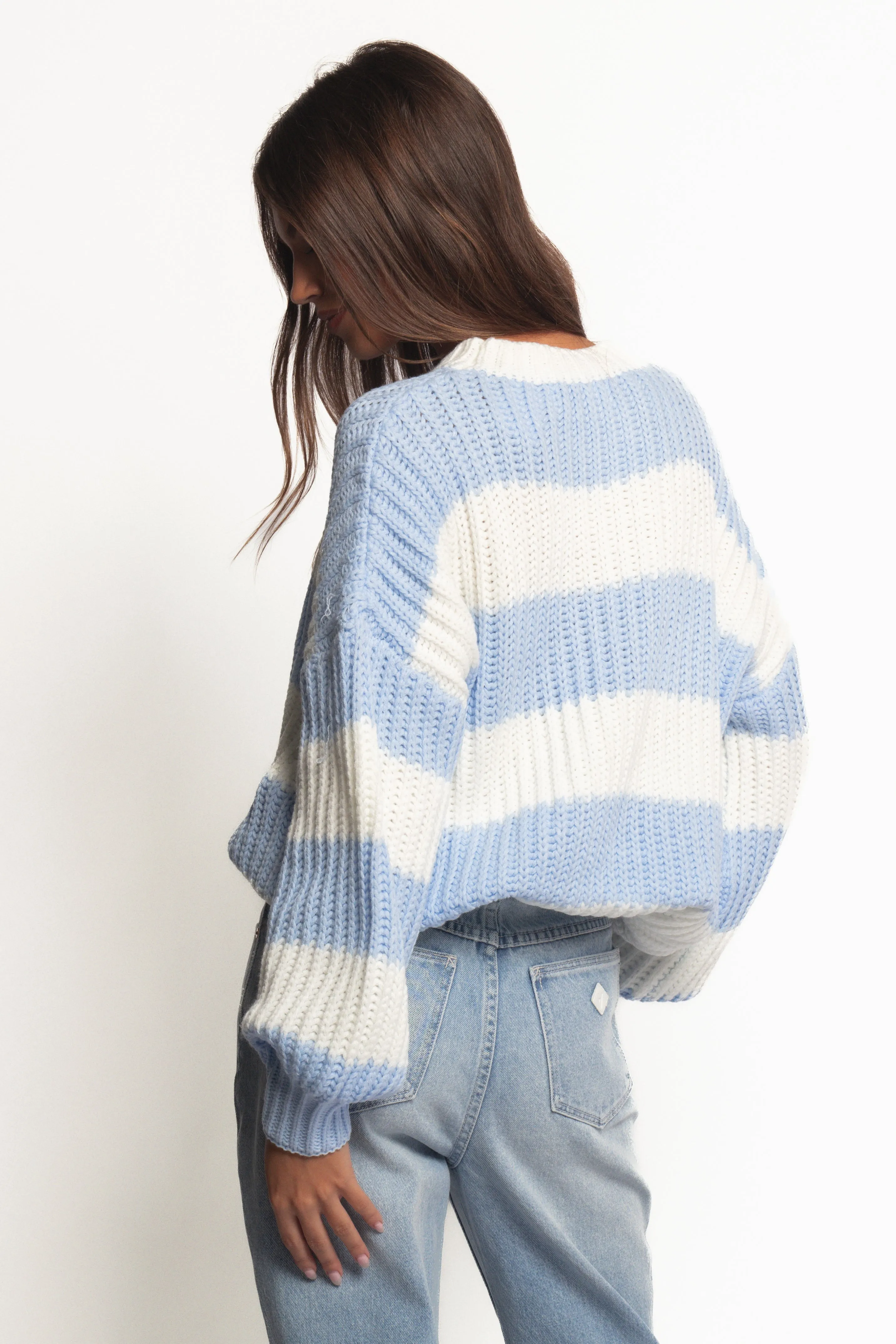 Courtney Thick Stripe Knit Sweater - Blue Cream sold by Petal & Pup product image thumbnail 4