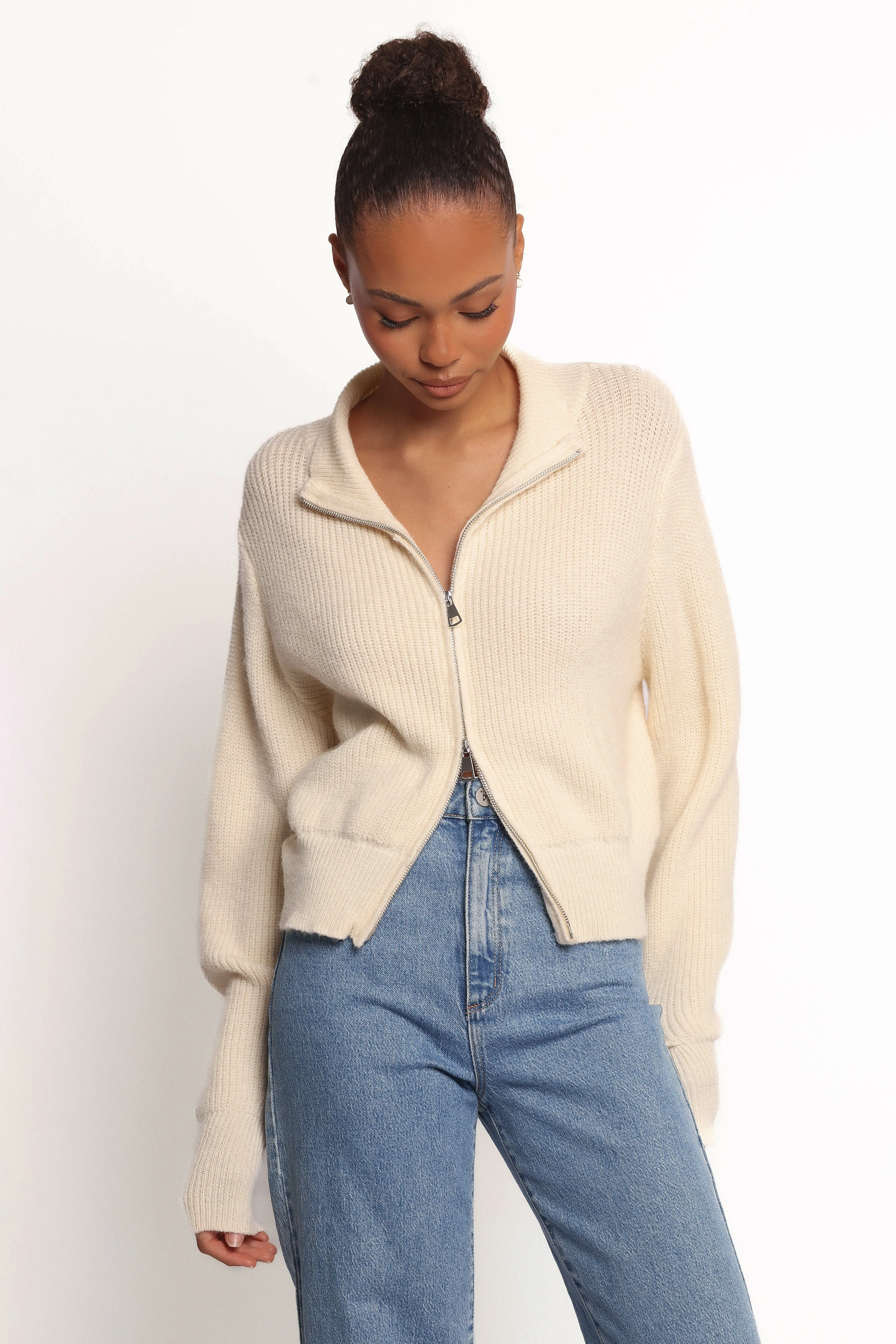 Kourtney Zip Cardigan - Cream sold by Petal & Pup product image thumbnail 3