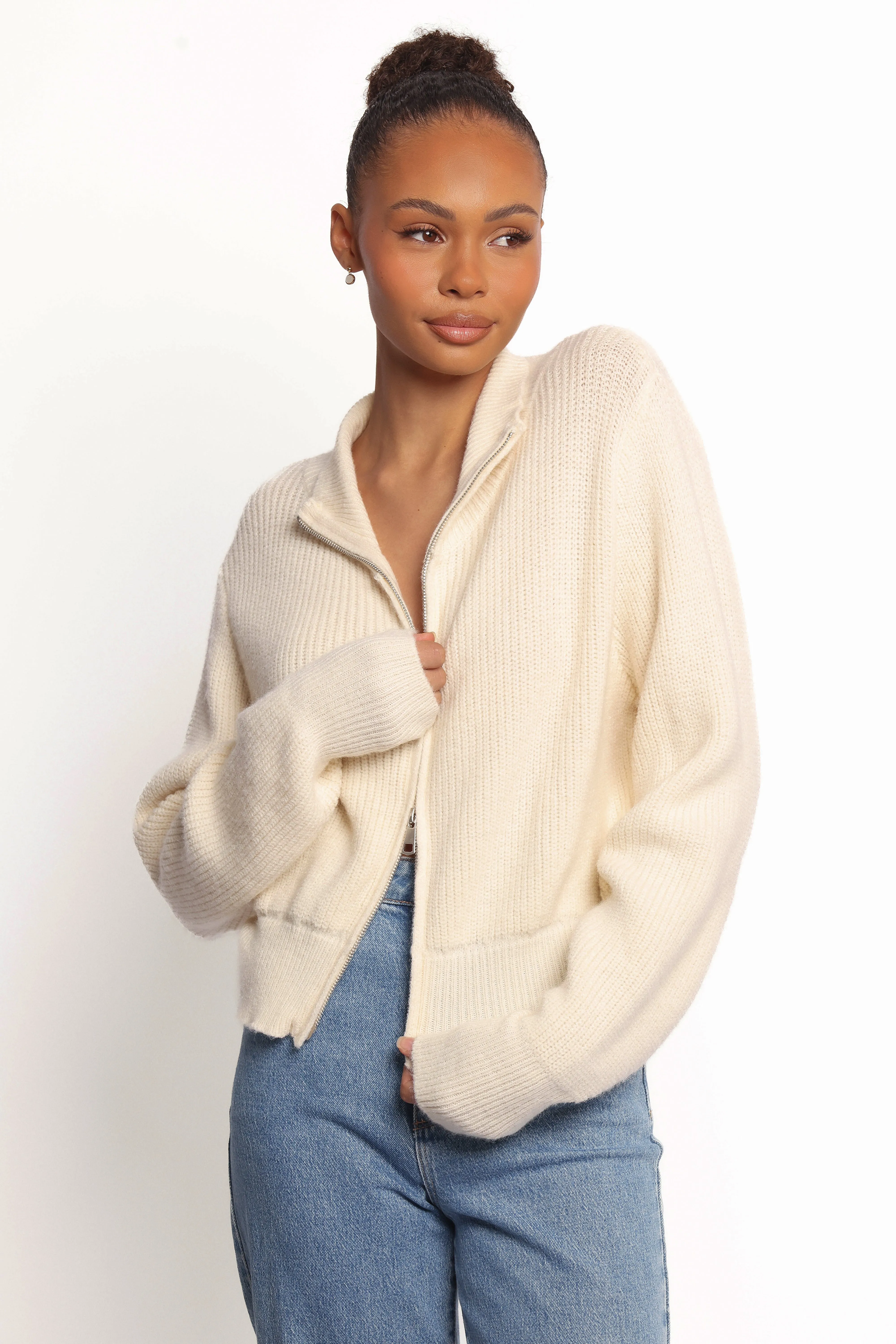 Kourtney Zip Cardigan - Cream sold by Petal & Pup product image thumbnail 2