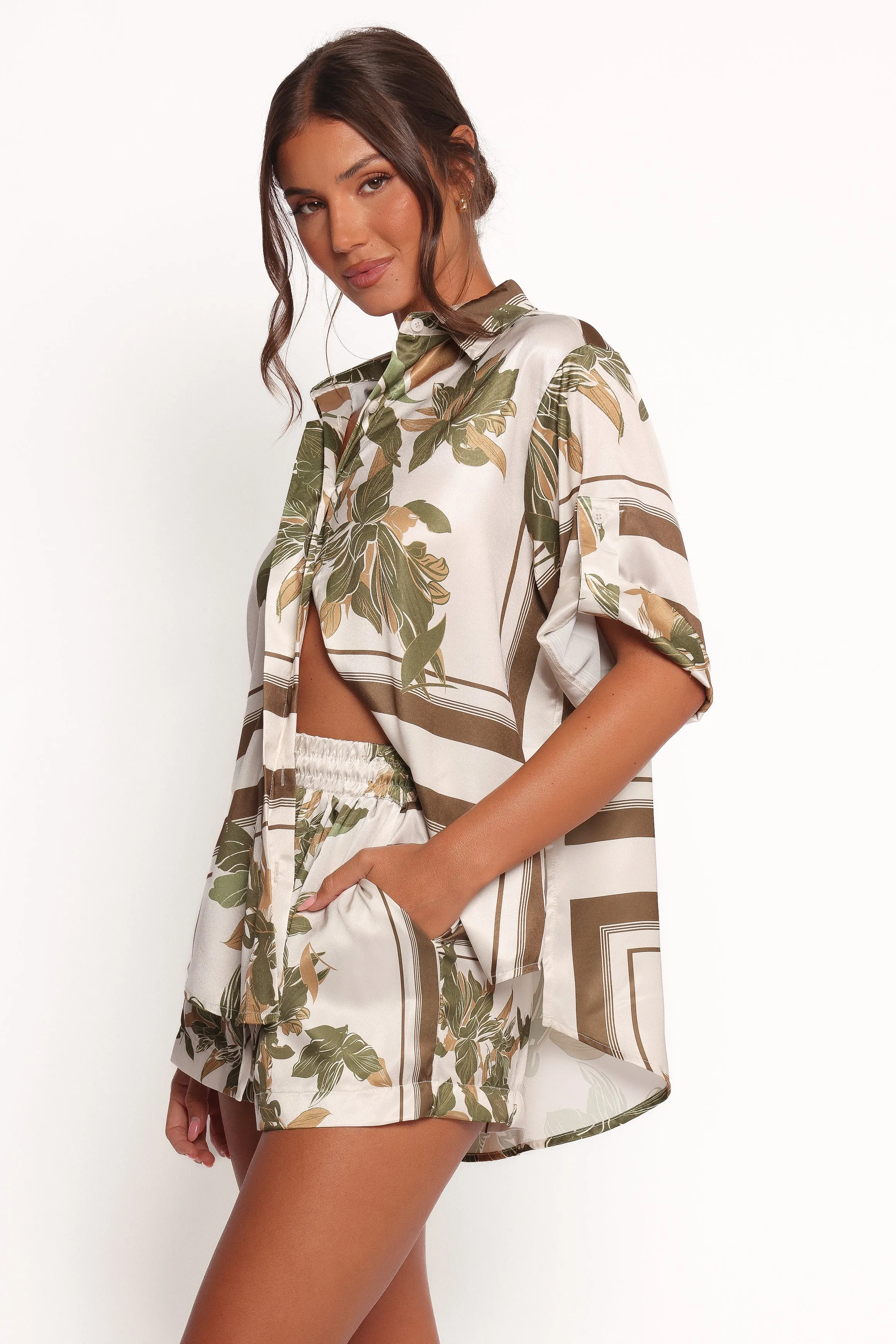 Lara Shirt - Olive Print sold by Petal & Pup