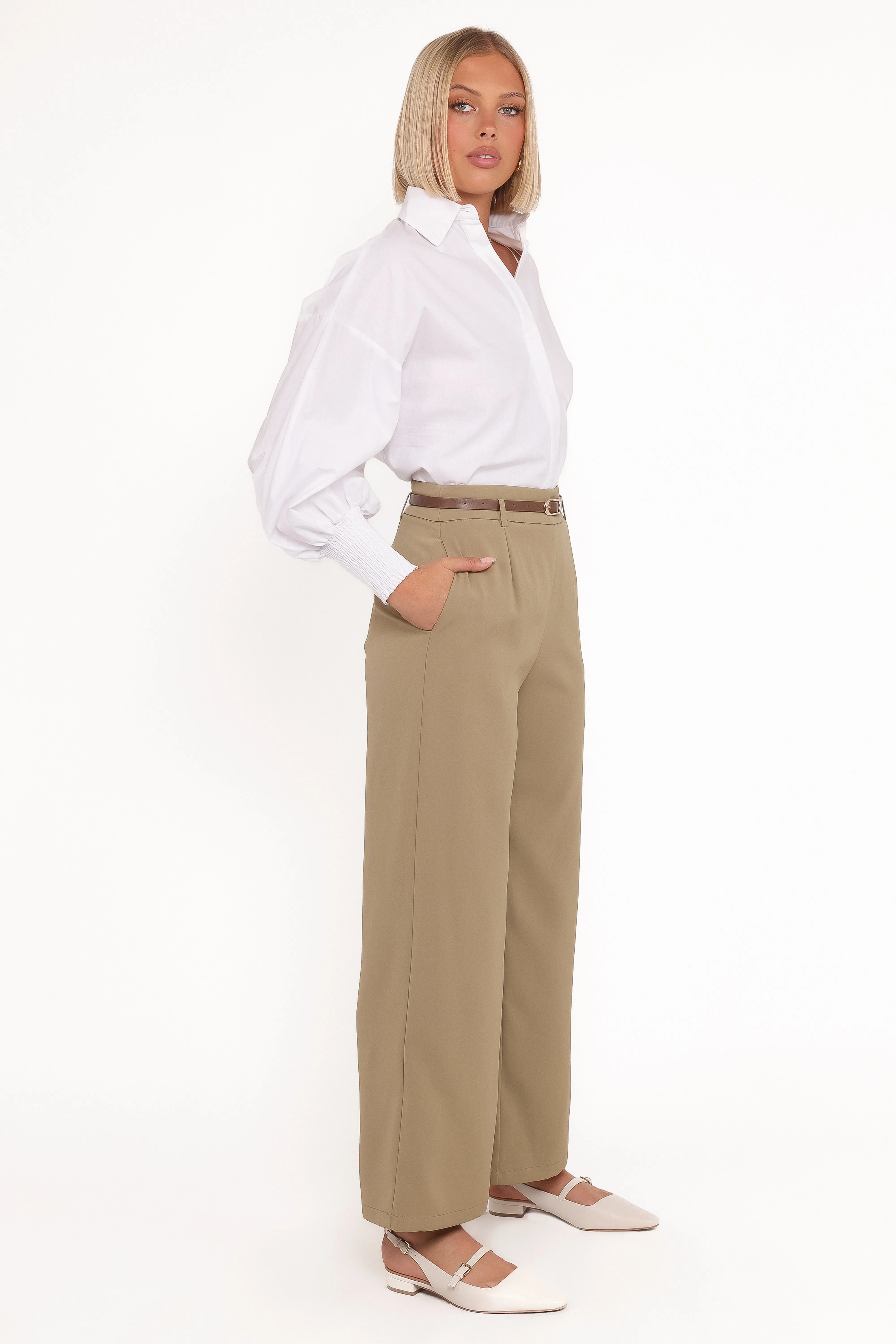 Ceres Belted Wide Leg Pant - Olive sold by Petal & Pup product image thumbnail 4