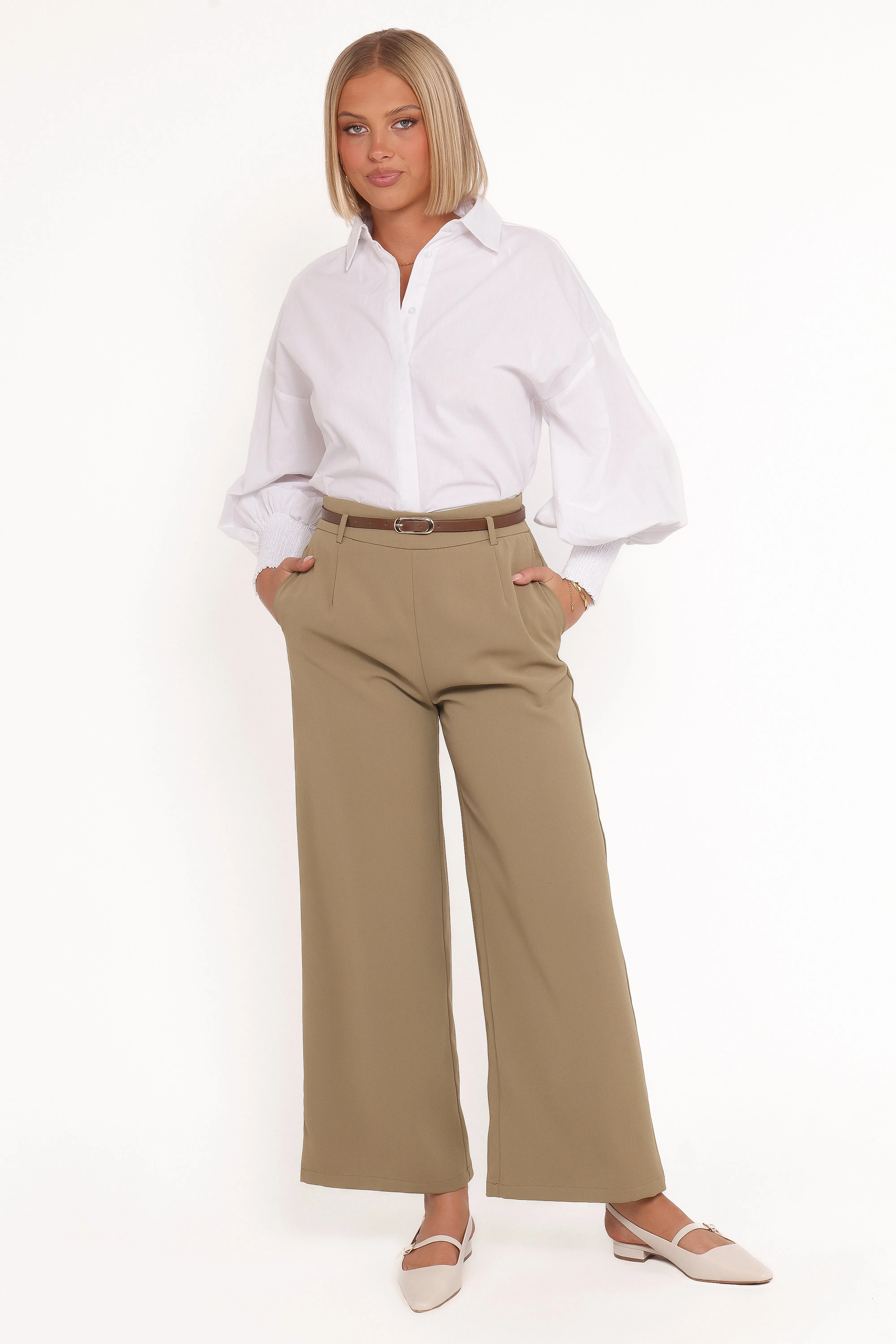 Ceres Belted Wide Leg Pant - Olive sold by Petal & Pup product image thumbnail 2