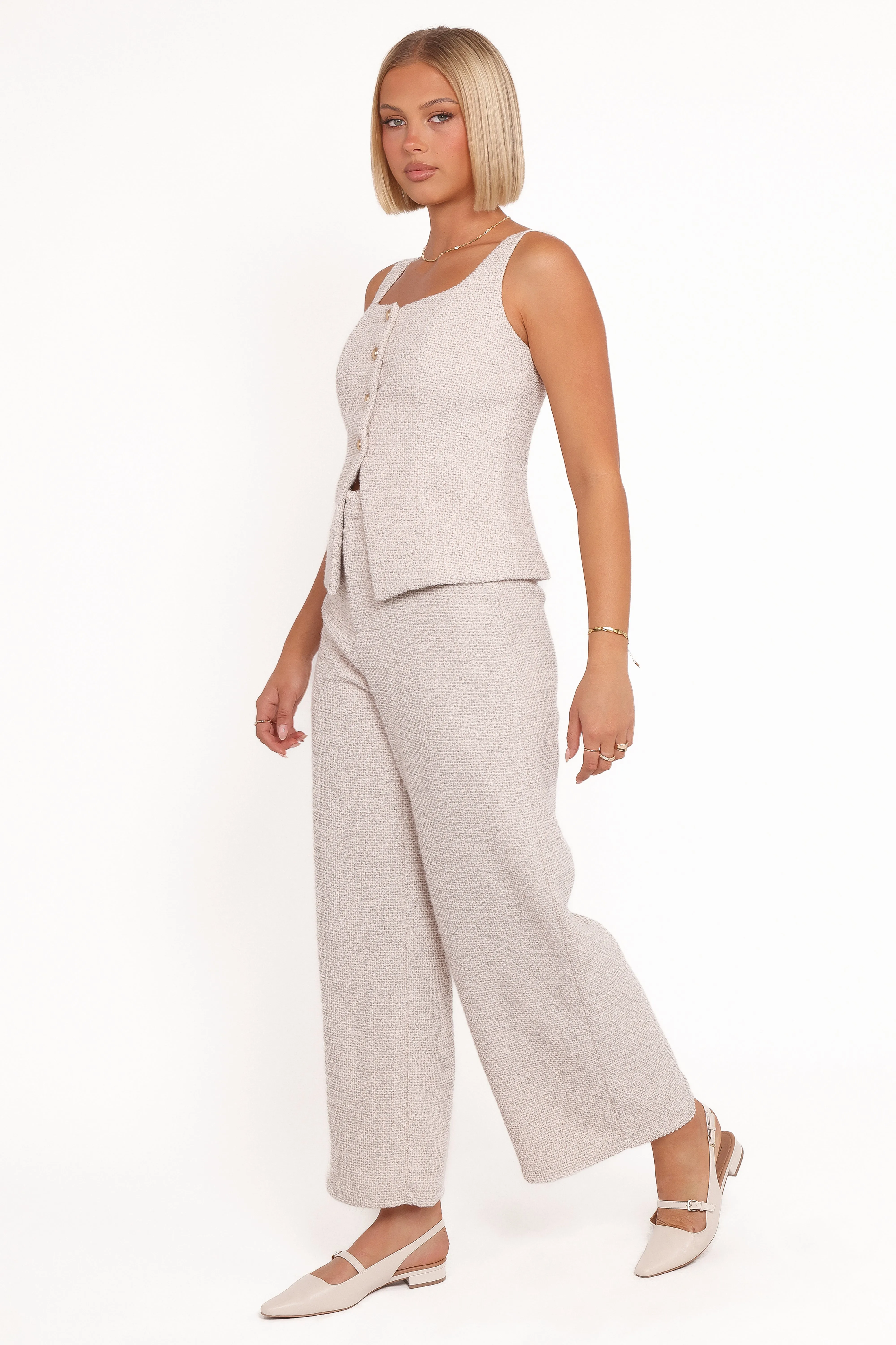 Greta Tailored Pant Set - White Brown Marl sold by Petal & Pup product image thumbnail 5