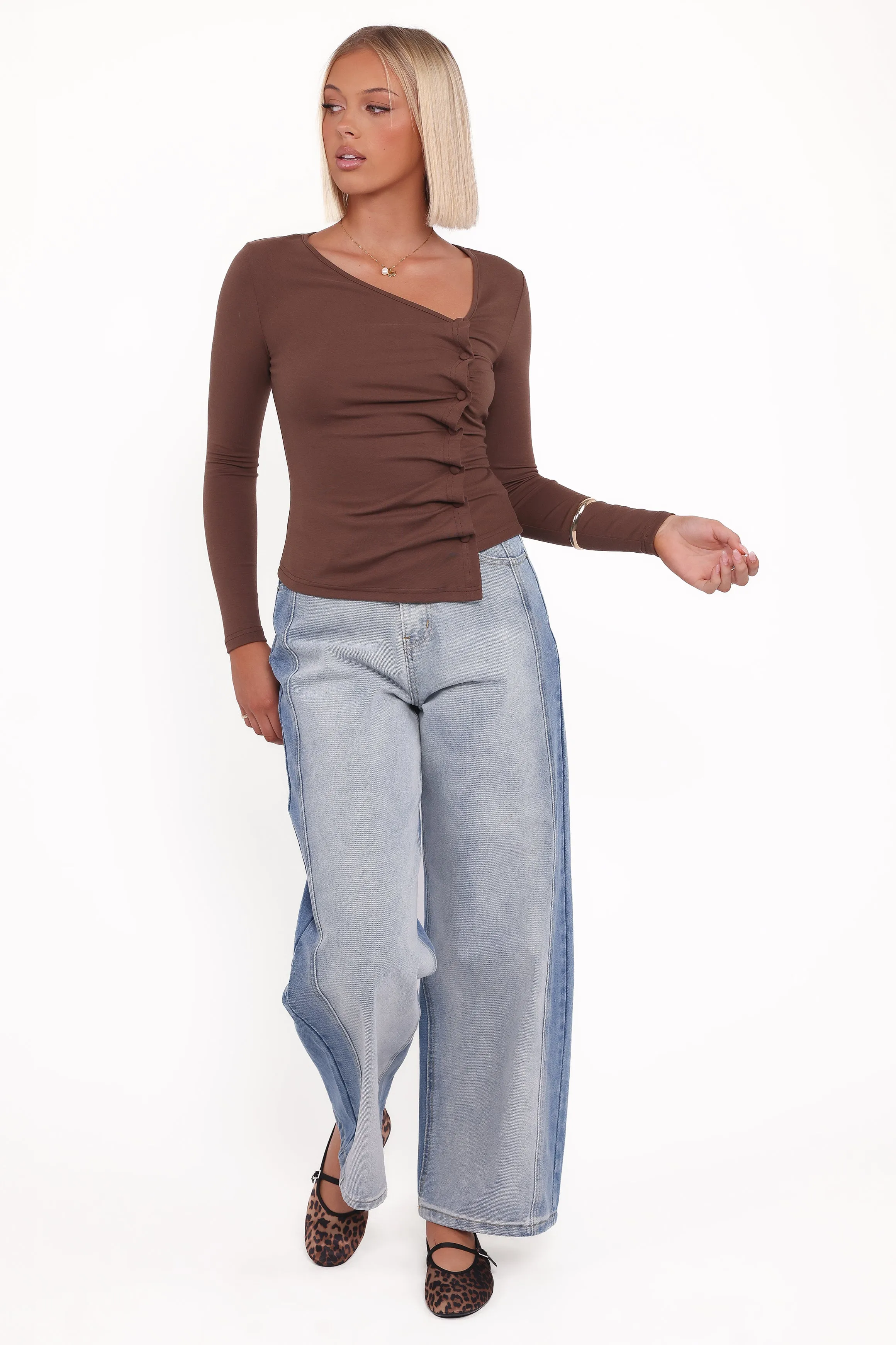 Ethel Asymmetrical Knit Top - Chocolate sold by Petal & Pup product image thumbnail 3