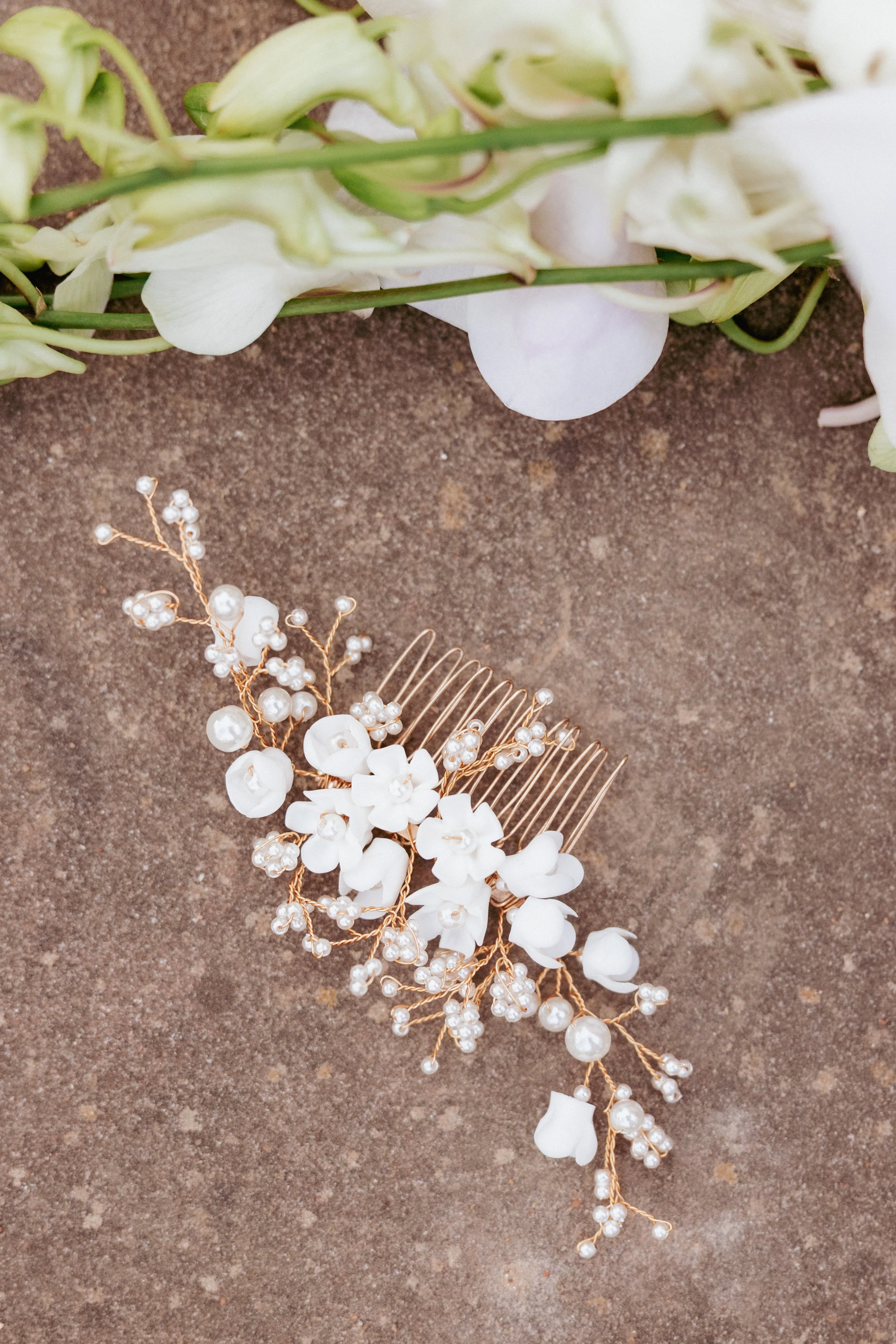 Geraldine Hair Comb - White sold by Petal & Pup