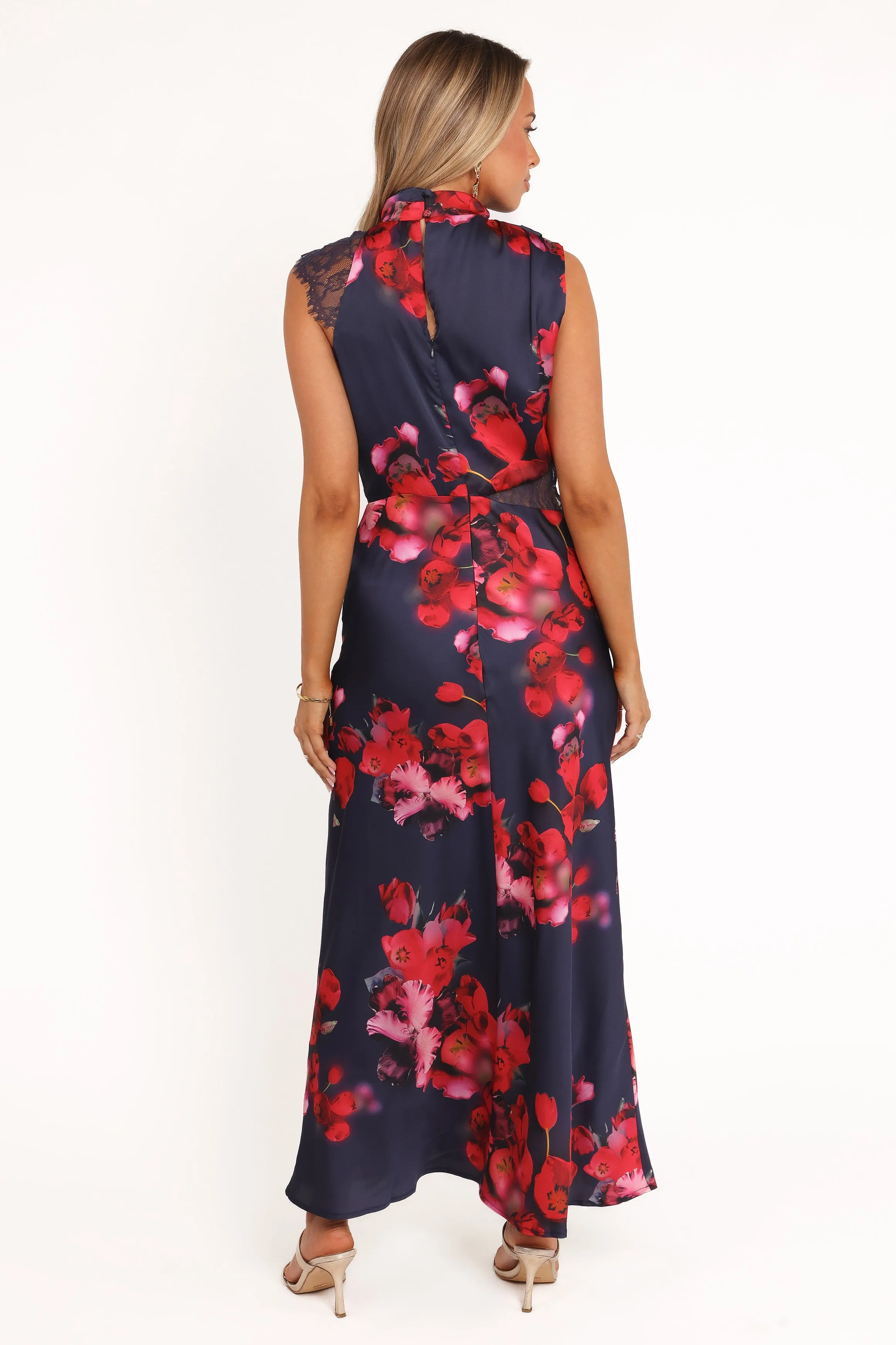 Anabelle Halter Neck Lace Maxi Dress - Navy Floral sold by Petal & Pup product image thumbnail 4