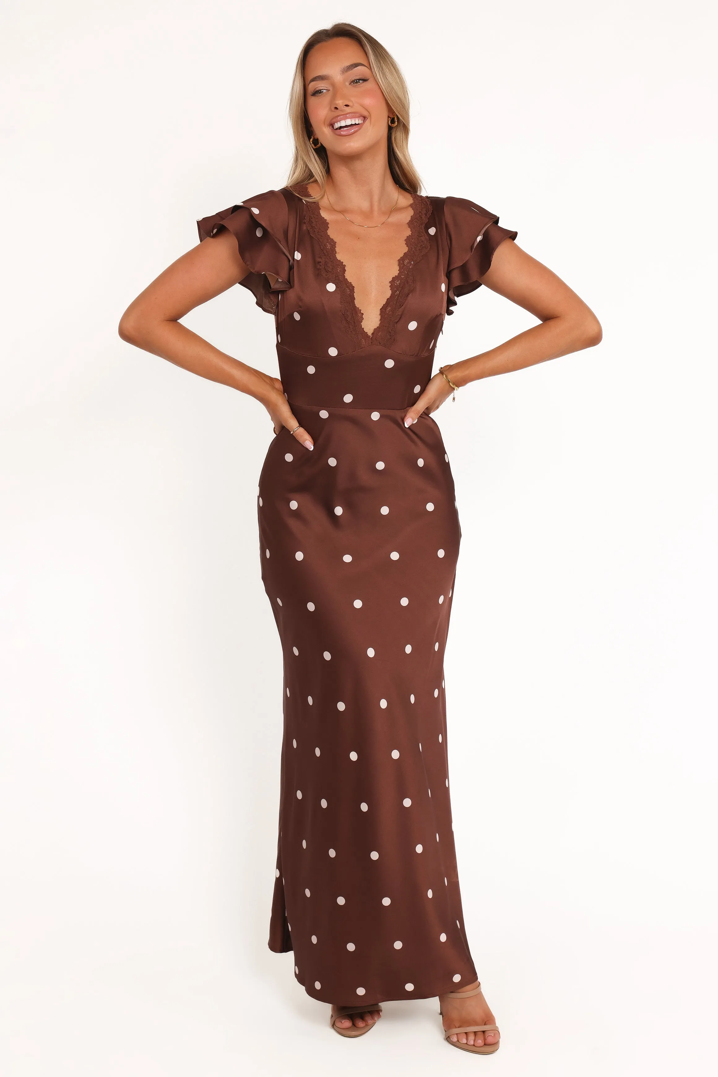 Arella Maxi Dress - Brown Polka Dot sold by Petal & Pup product image thumbnail 2