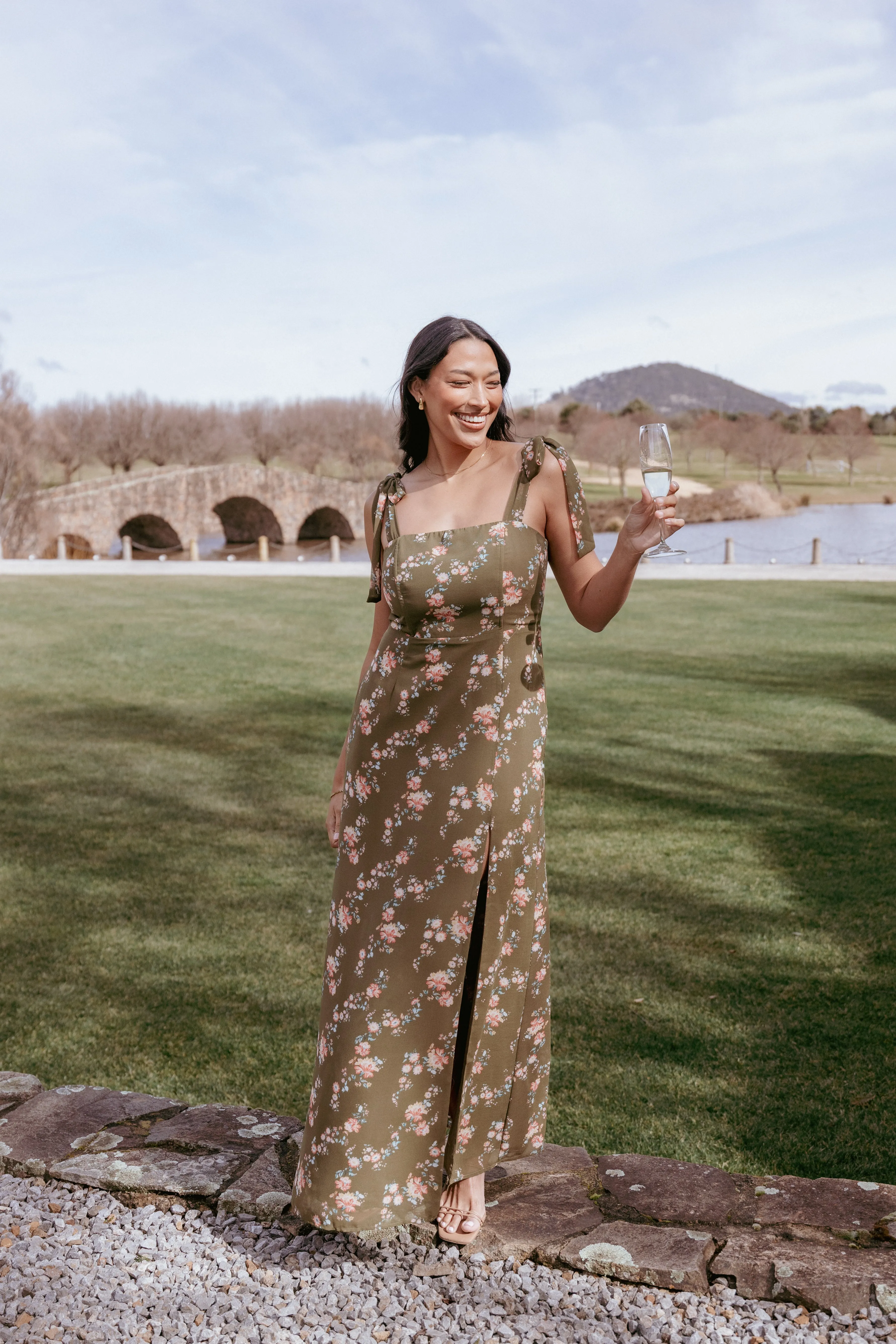 Renita Maxi Dress - Olive Floral sold by Petal & Pup