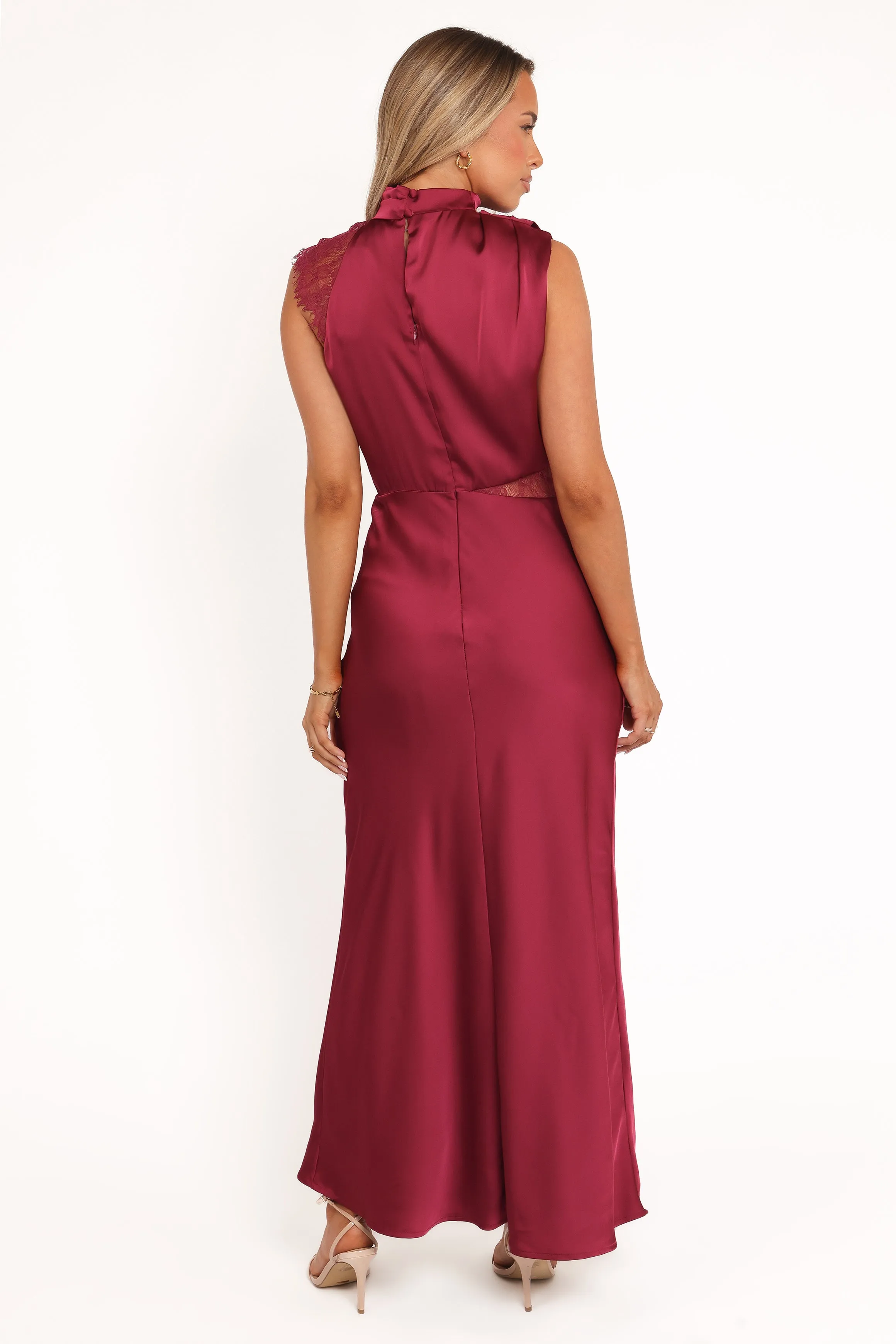 Anabelle Halter Neck Lace Maxi Dress - Berry sold by Petal & Pup product image thumbnail 5