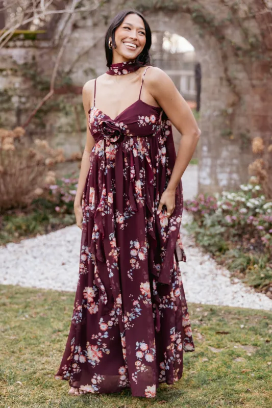 Tully Maxi Dress - Berry Floral sold by Petal & Pup
