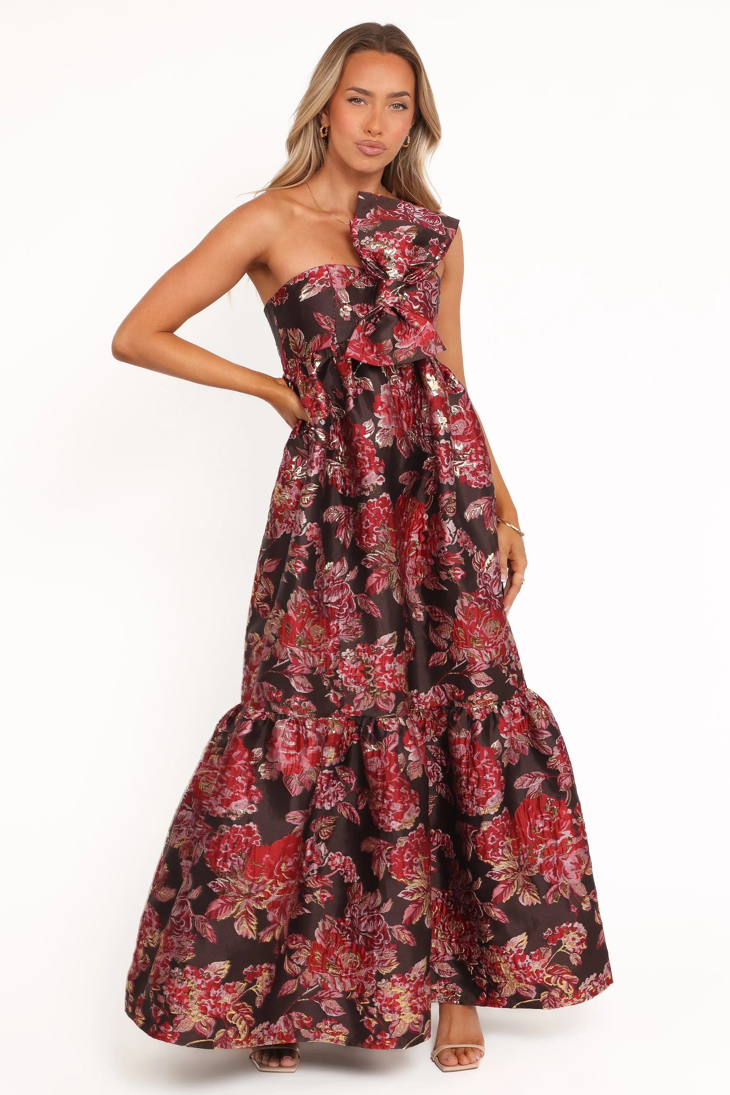 Betina Bow Front Maxi Dress - Brown Floral sold by Petal & Pup product image thumbnail 2