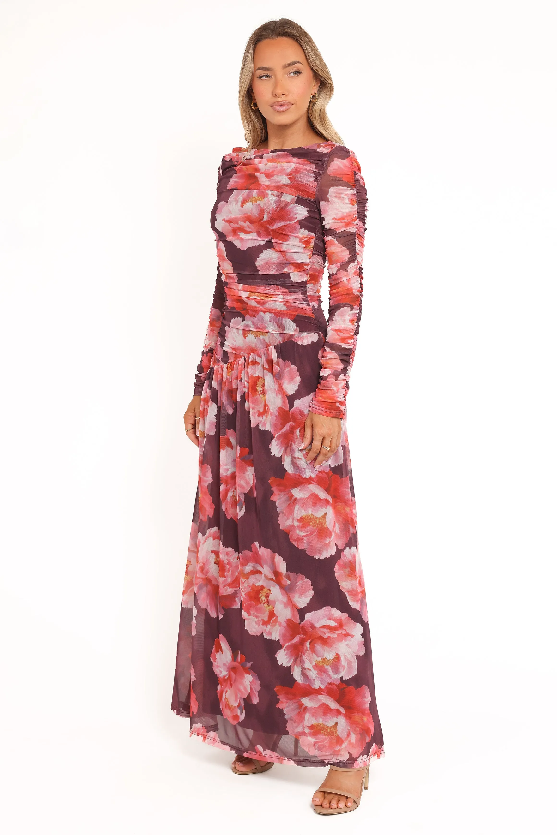 Calypso Long Sleeve Maxi Dress - Burgundy Peony sold by Petal & Pup product image thumbnail 4