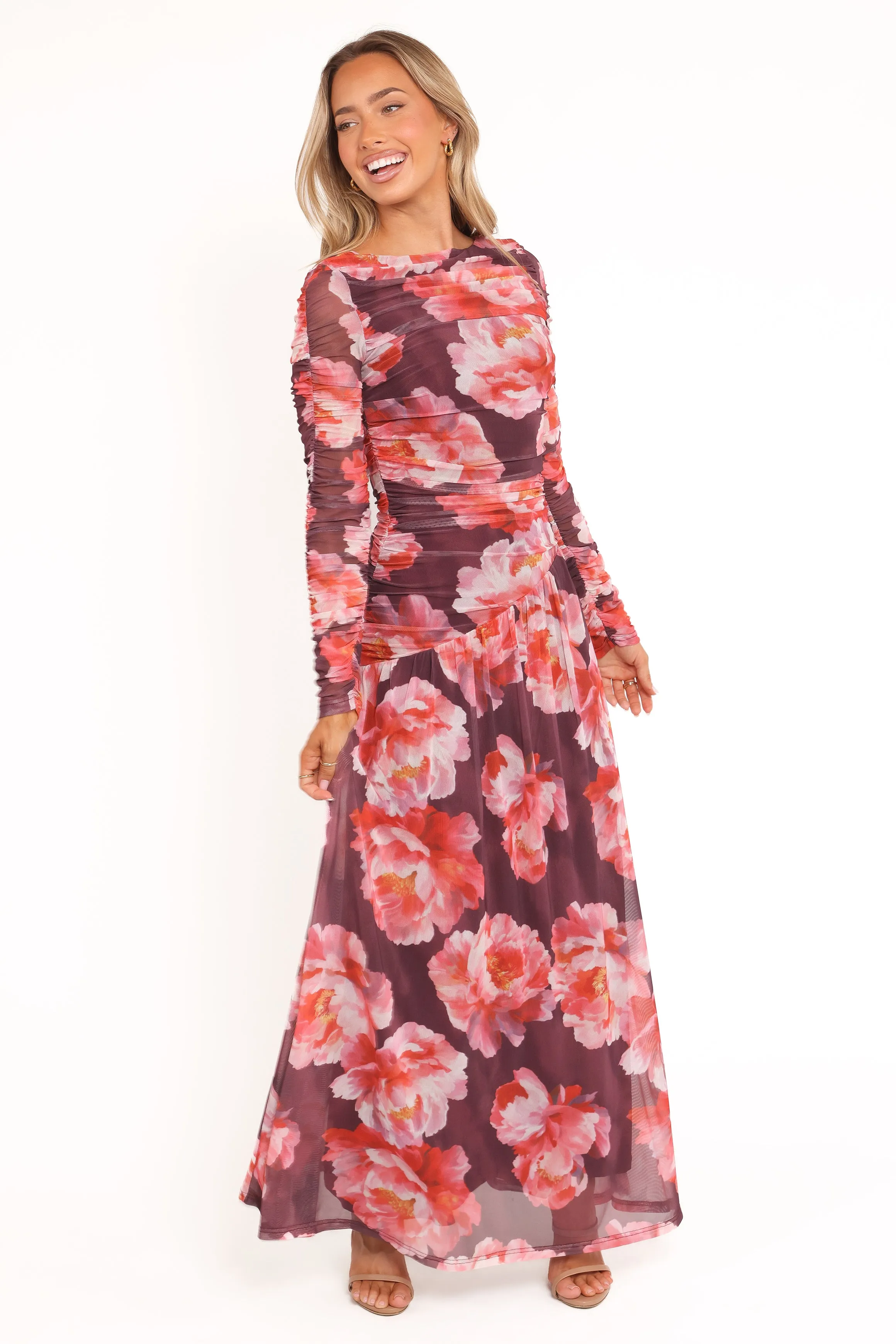 Calypso Long Sleeve Maxi Dress - Burgundy Peony sold by Petal & Pup product image thumbnail 2