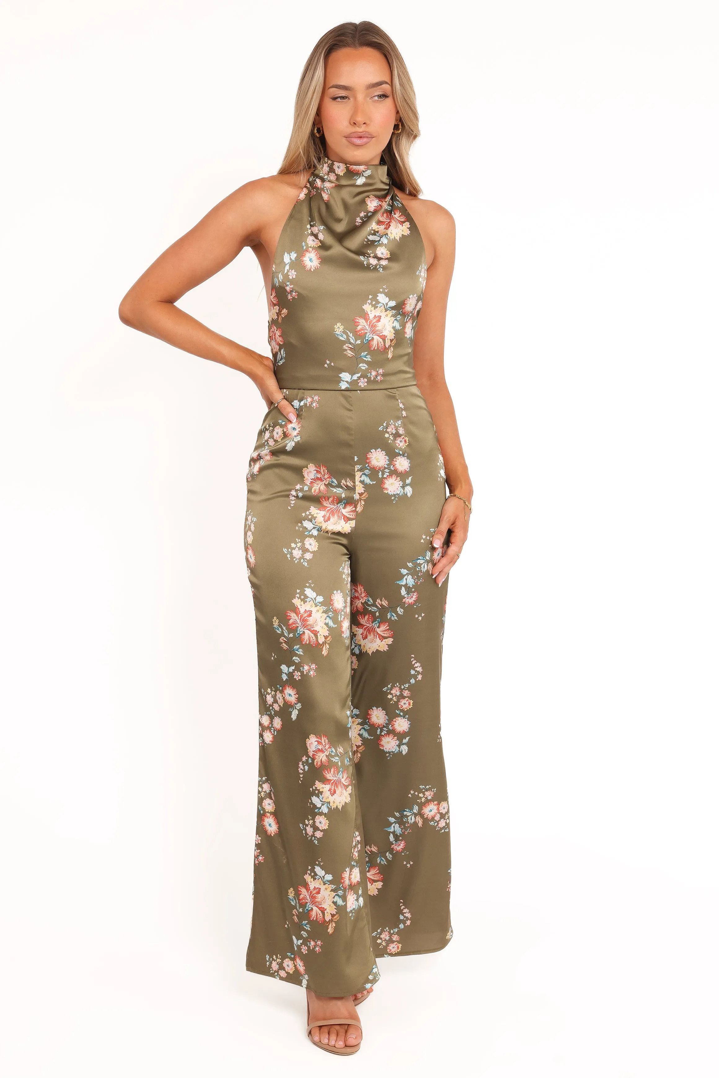 Holly Halterneck Jumpsuit - Olive Floral sold by Petal & Pup product image thumbnail 2
