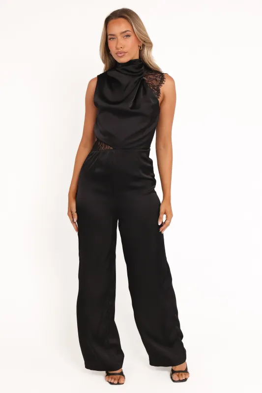Brinley One Shoulder Jumpsuit - Black made by Petal & Pup