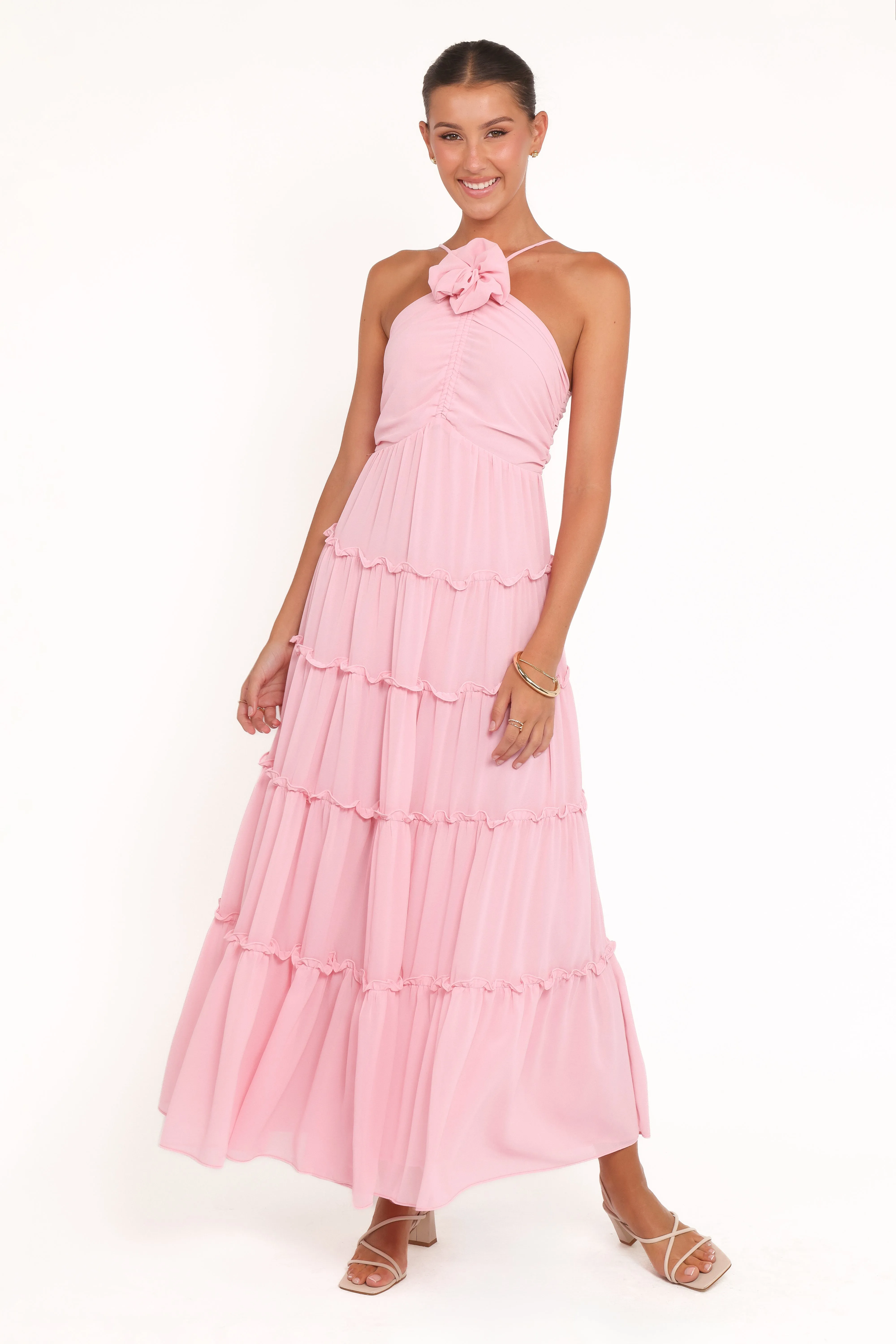 Dottie Halterneck Maxi Dress - Pink sold by Petal & Pup